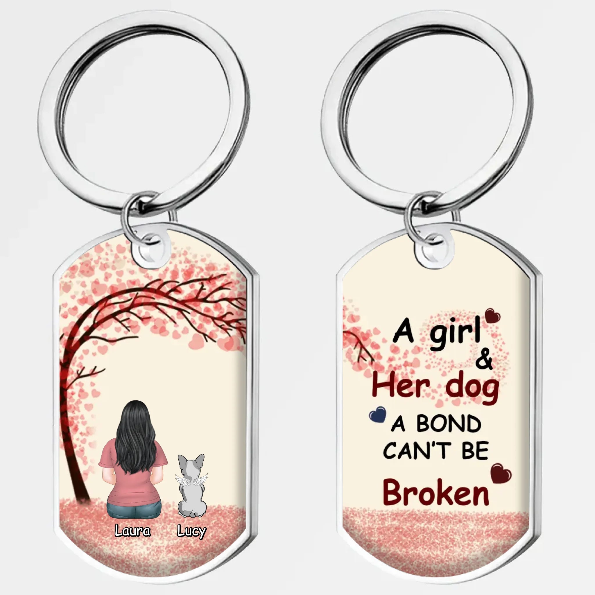 Custom Frenchie Keychain – A Girl & Her Dog A Bond Can’t Be Broken Gift