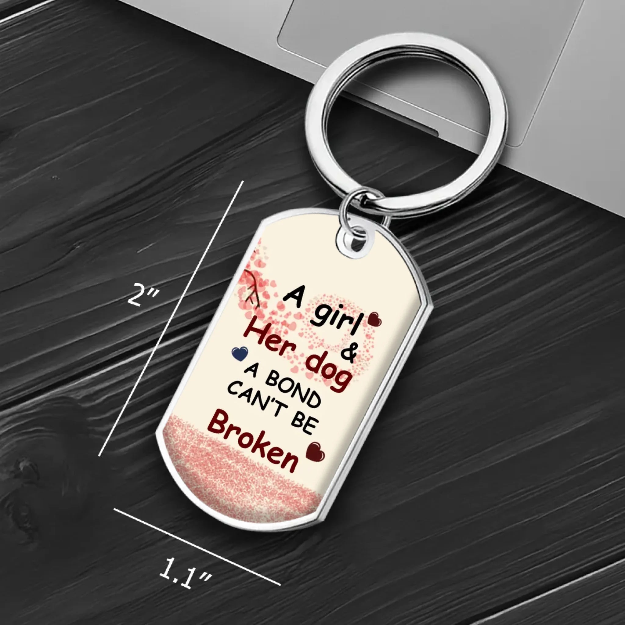 Custom Frenchie Keychain – A Girl & Her Dog A Bond Can’t Be Broken Gift