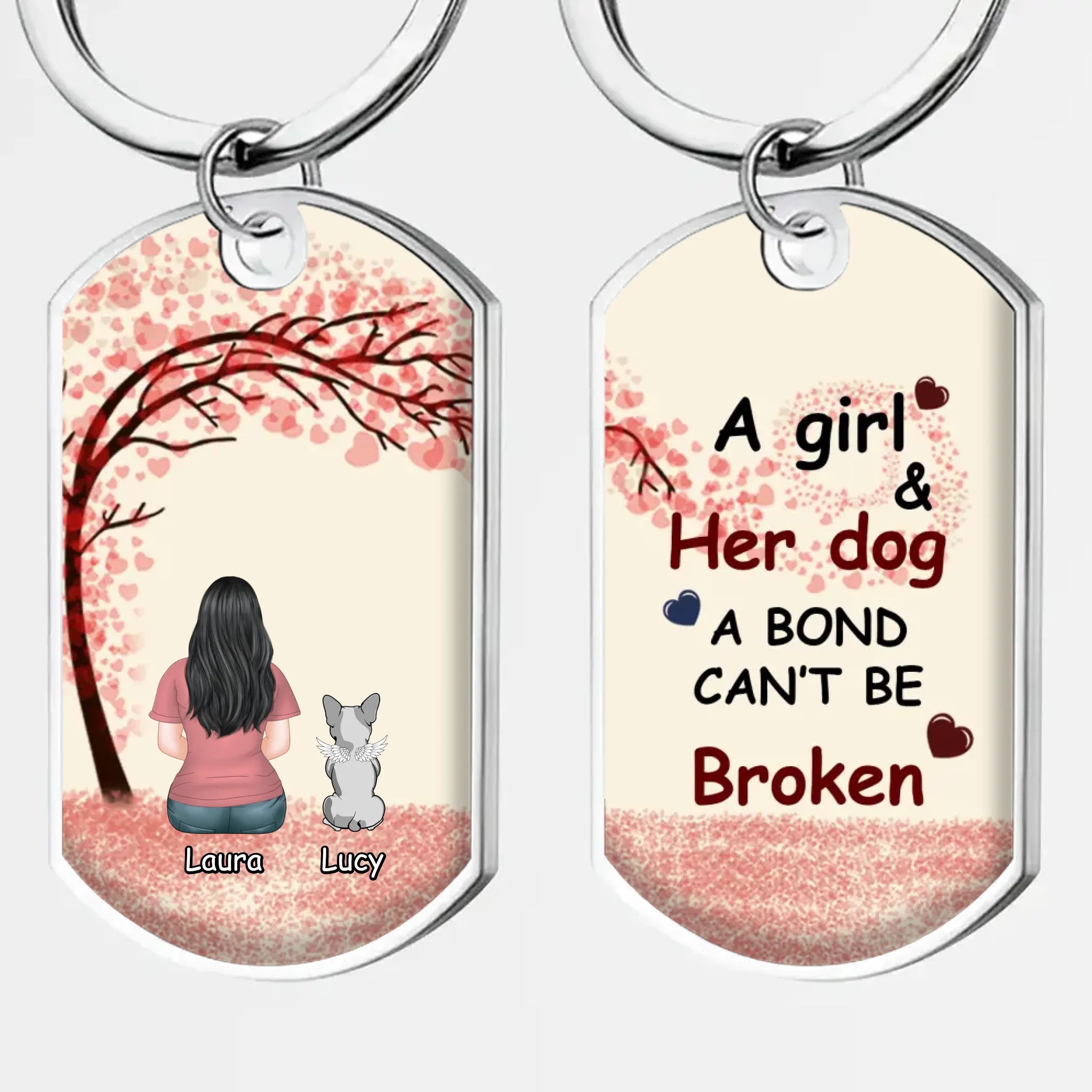 Custom Frenchie Keychain – A Girl & Her Dog A Bond Can’t Be Broken Gift