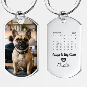 Frenchie Keychain For Dog Lovers – Custom Calendar And Name Memorial Gift