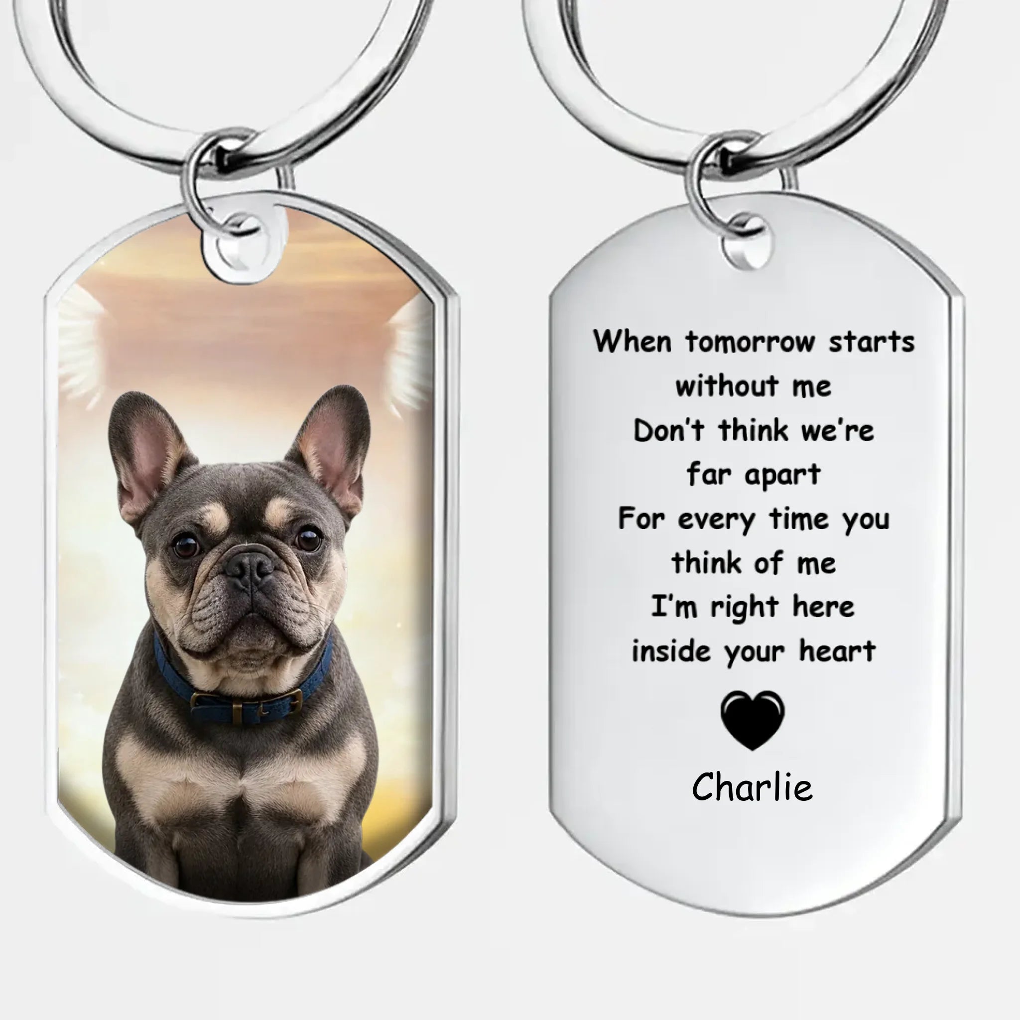 Personalized Frenchie Angel Photo Keychain – When Tomorrow Starts Without Me Gift