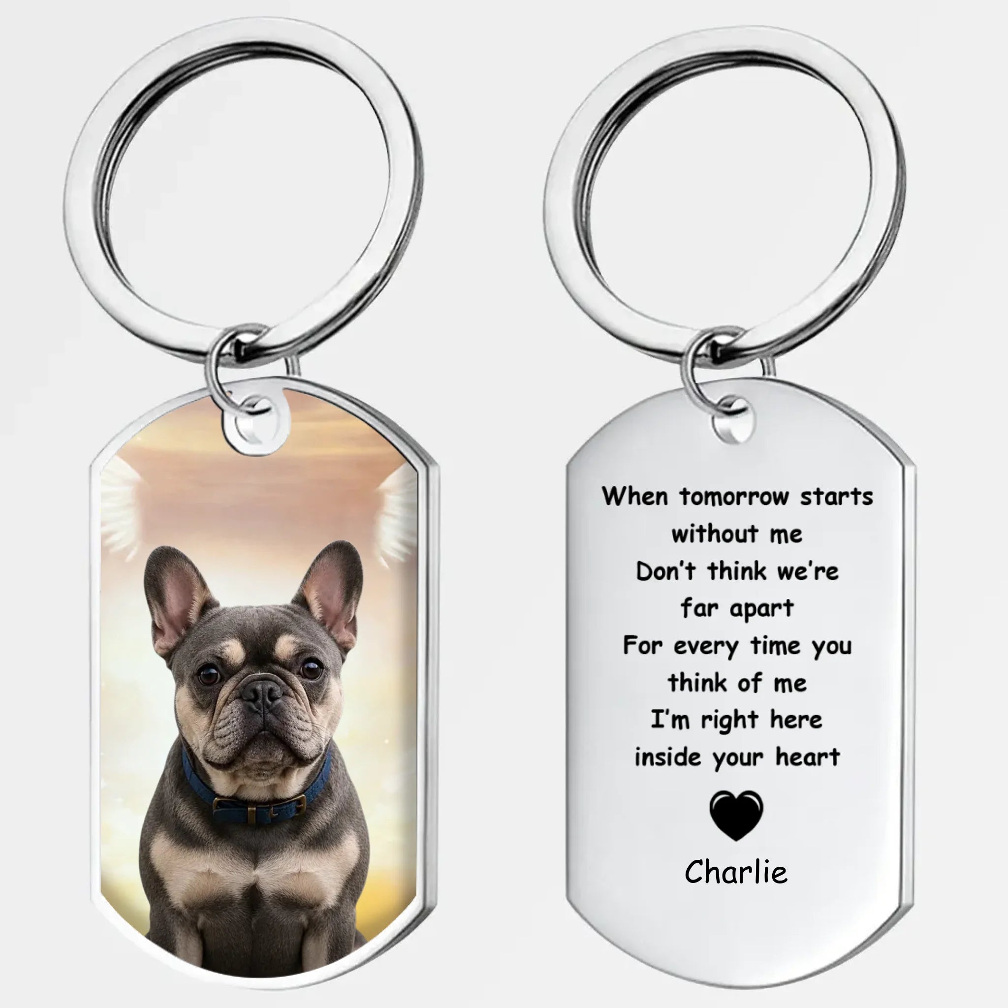 Personalized Frenchie Angel Photo Keychain – When Tomorrow Starts Without Me Gift