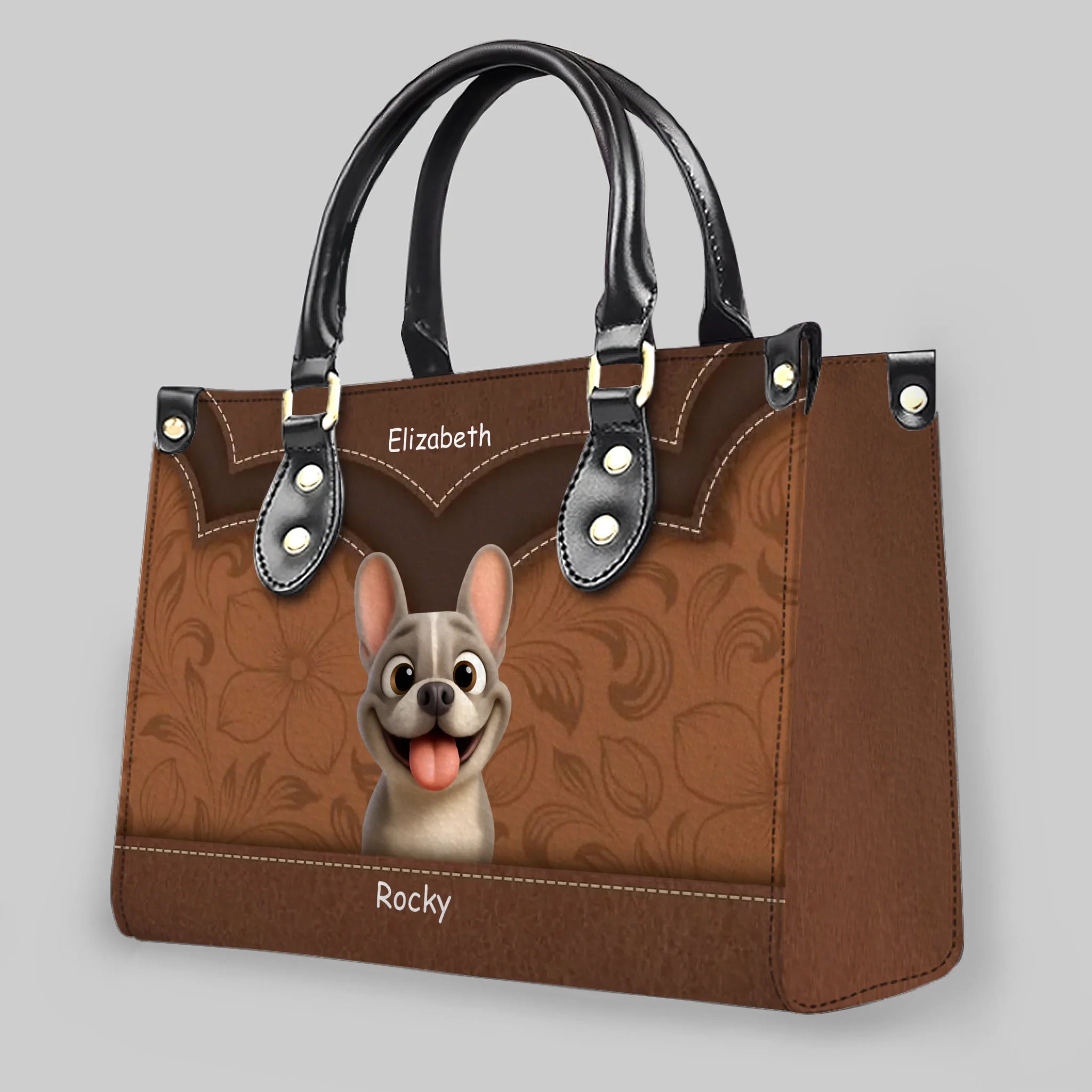 Custom French Bulldog Leather Handbag – Elegant Vintage Gift For Dog Mom