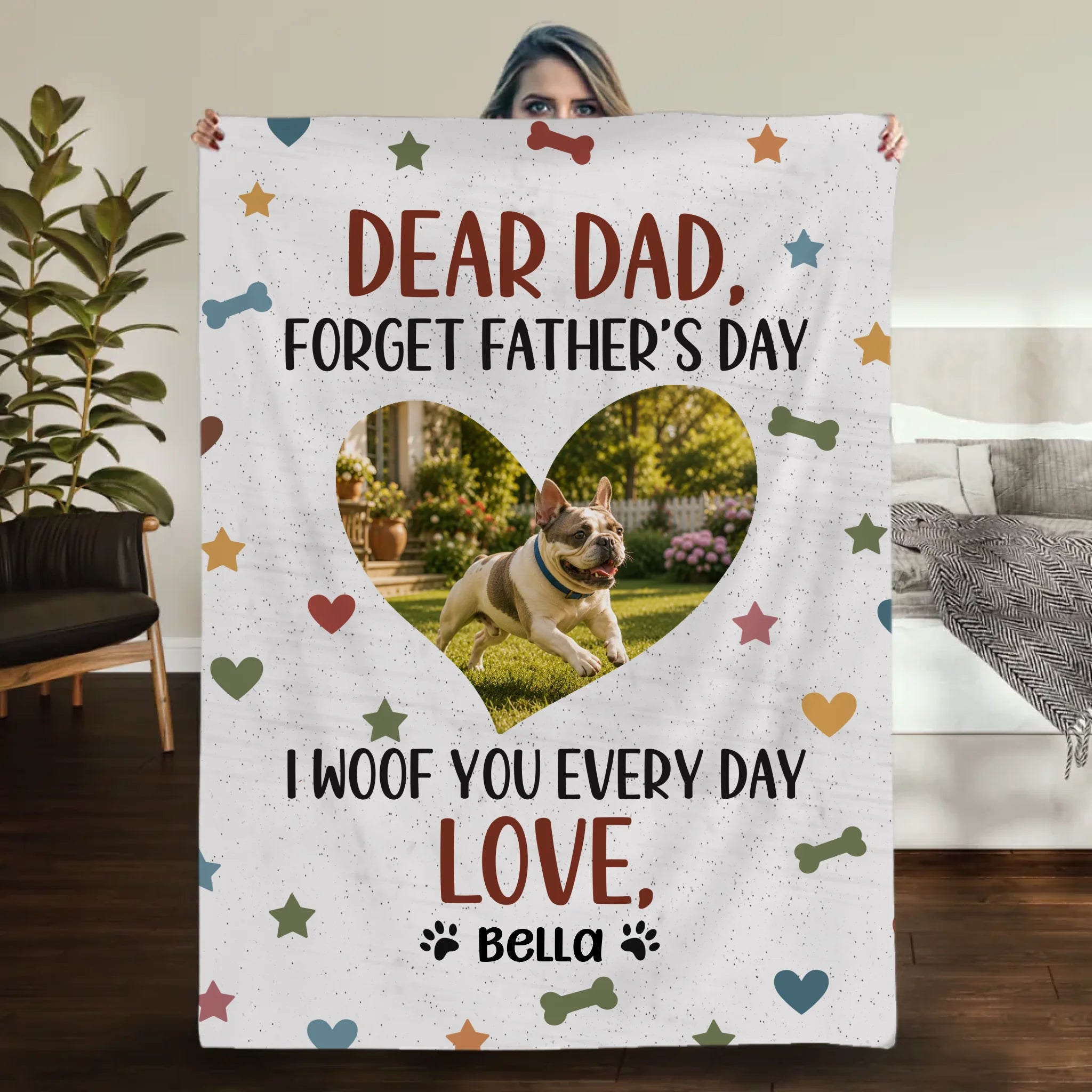 Personalized Frenchie Blanket – I Woof You Every Day Love Gift
