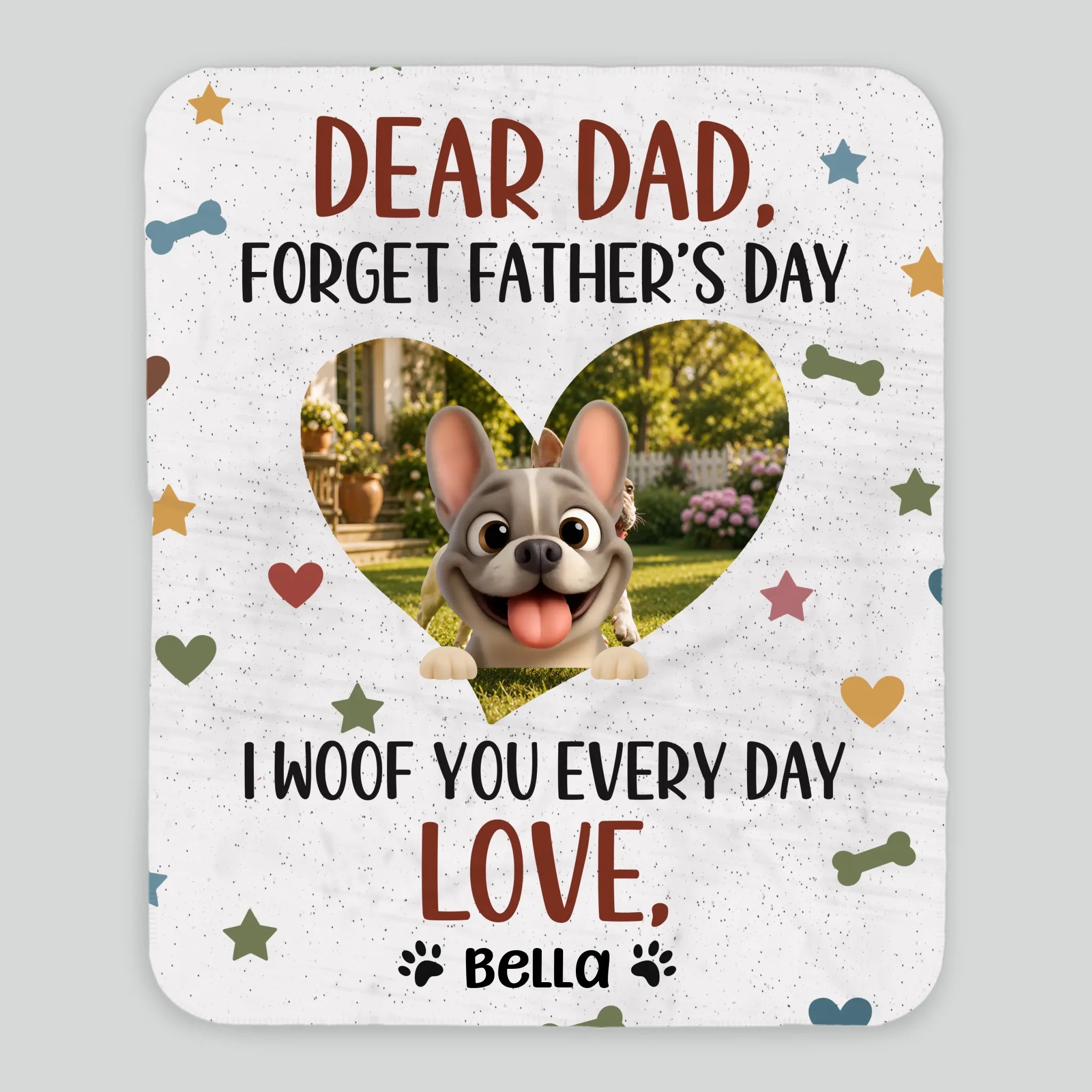 Personalized Frenchie Blanket – I Woof You Every Day Love Gift