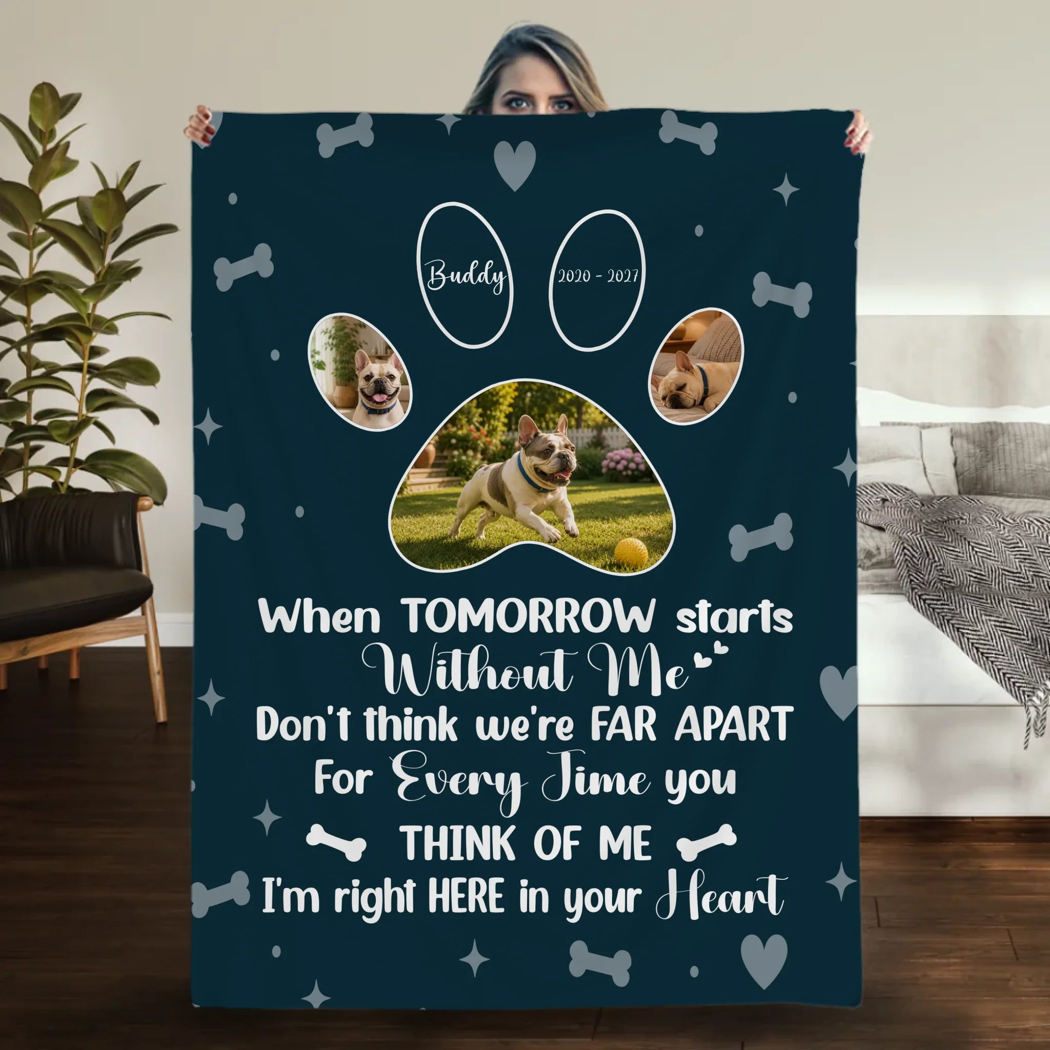 Custom Blanket with French Bulldog – When Tomorrow Starts Without Me Dog Gift