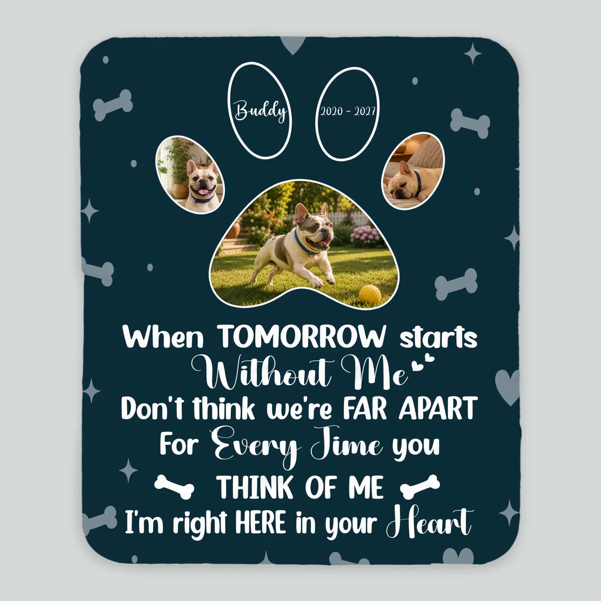Custom Blanket with French Bulldog – When Tomorrow Starts Without Me Dog Gift