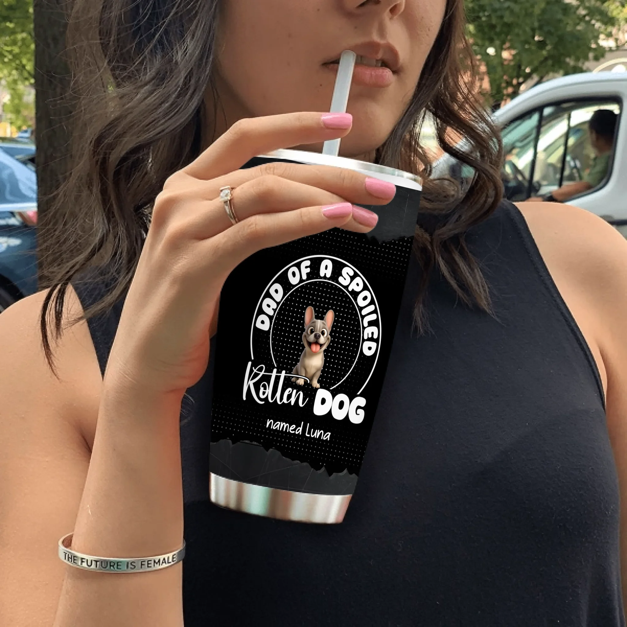 Personalized Frenchie Tumbler – Dad Of A Spoiled Rotten Dog Gift