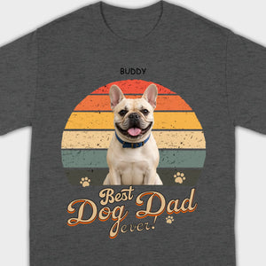 Frenchie Best Dog Dad Ever T-Shirt – Custom Name Retro Graphic Tee