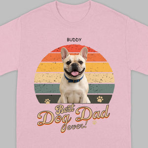 Frenchie Best Dog Dad Ever T-Shirt – Custom Name Retro Graphic Tee