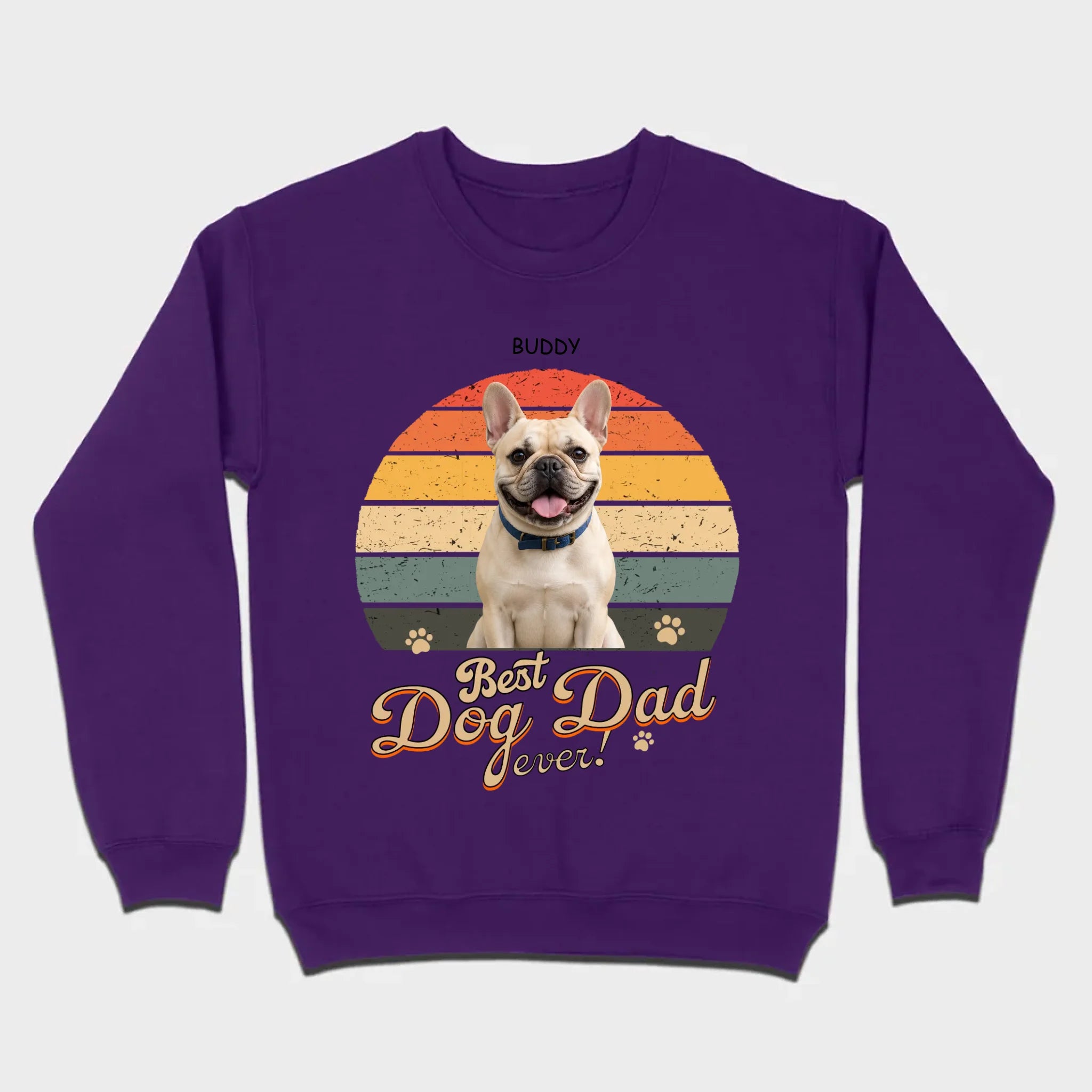 Frenchie Best Dog Dad Ever T-Shirt – Custom Name Retro Graphic Tee