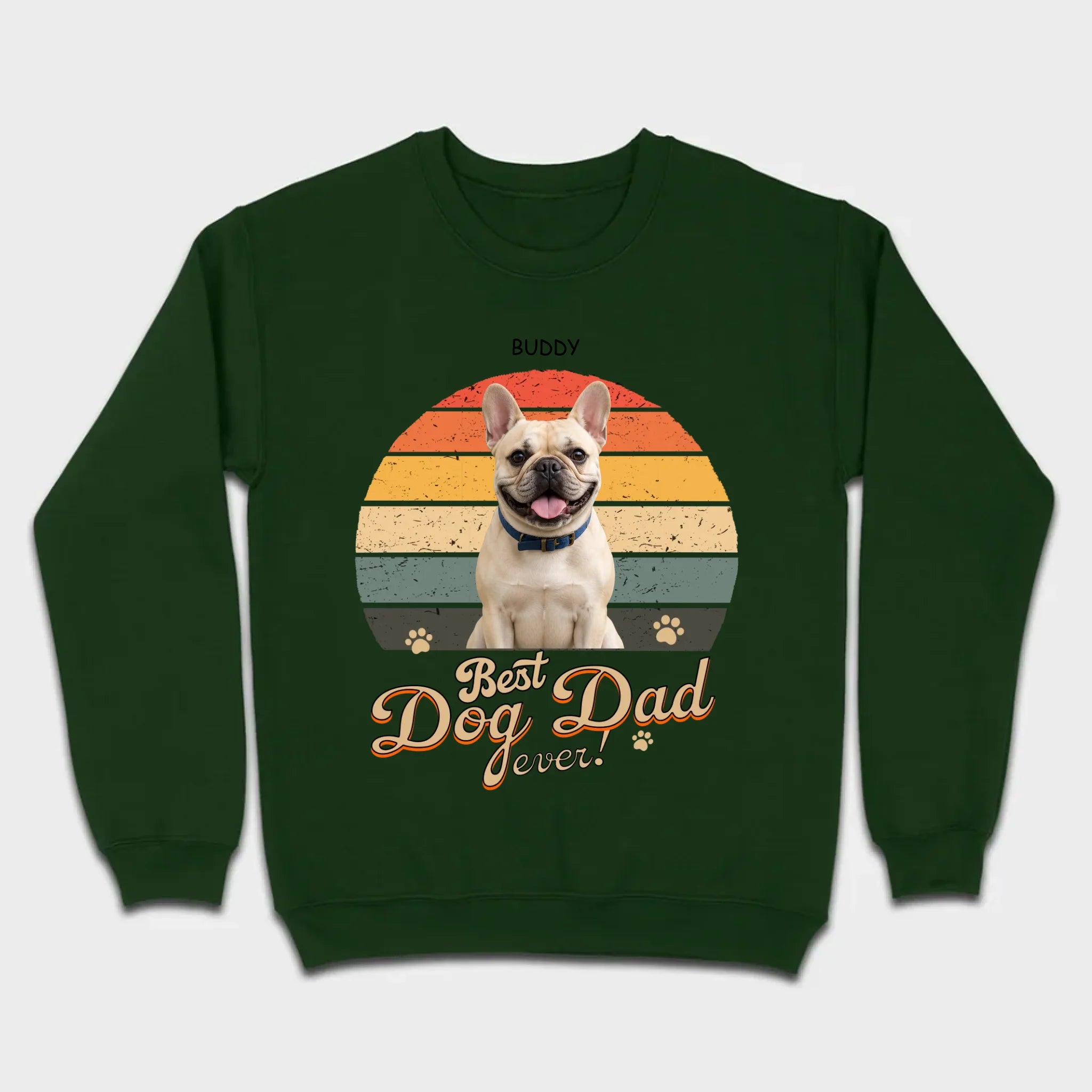 Frenchie Best Dog Dad Ever T-Shirt – Custom Name Retro Graphic Tee