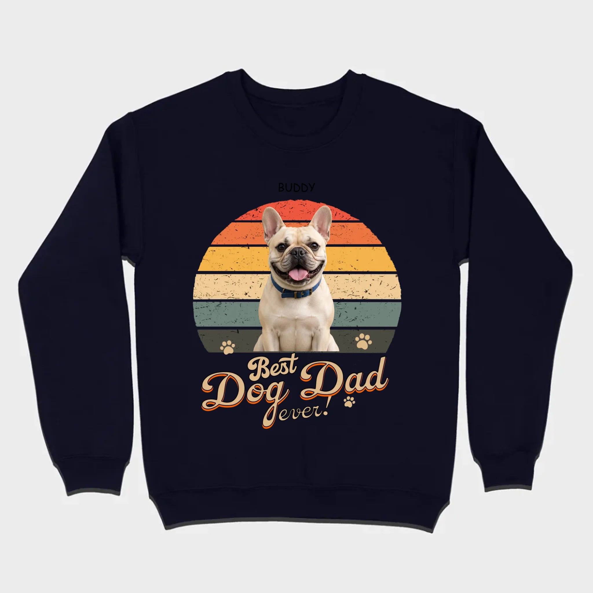 Frenchie Best Dog Dad Ever T-Shirt – Custom Name Retro Graphic Tee