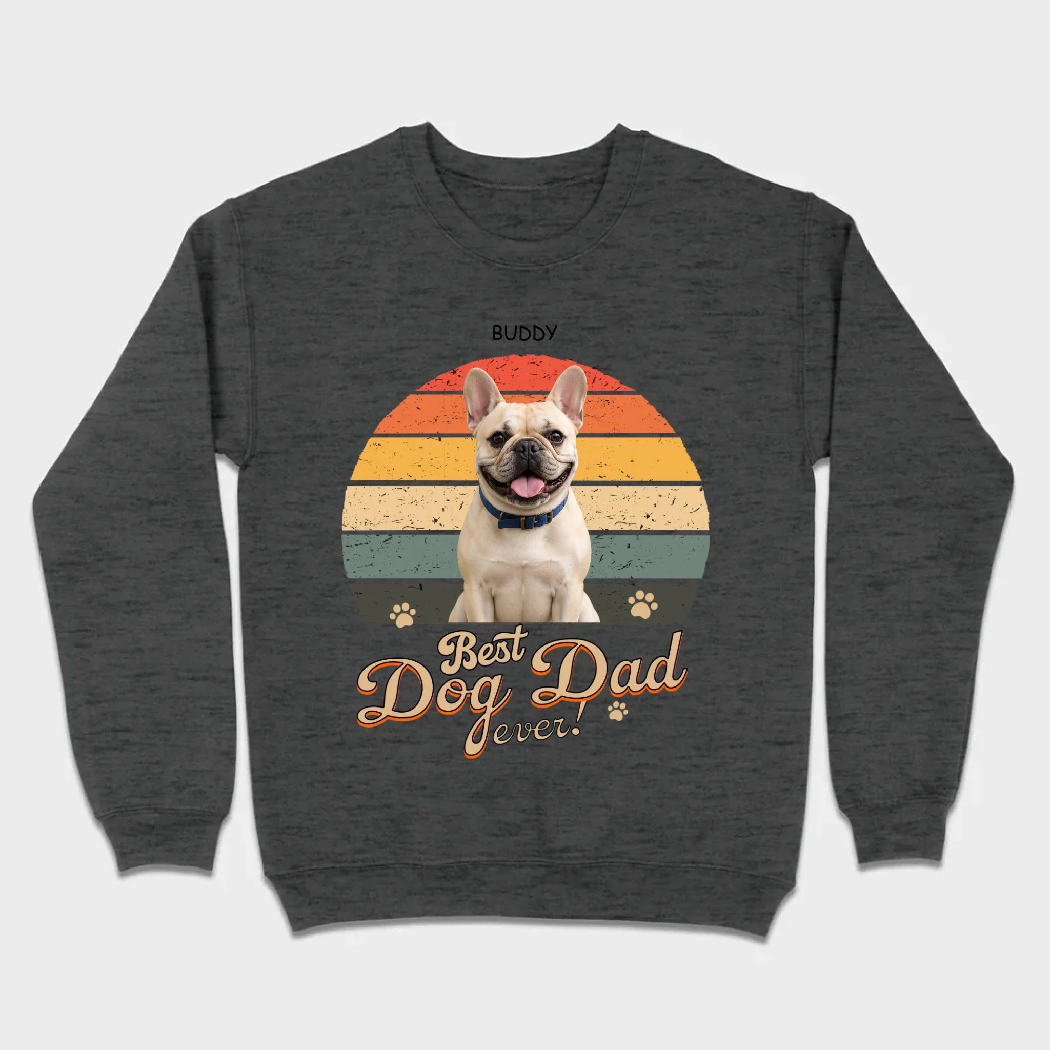 Frenchie Best Dog Dad Ever T-Shirt – Custom Name Retro Graphic Tee