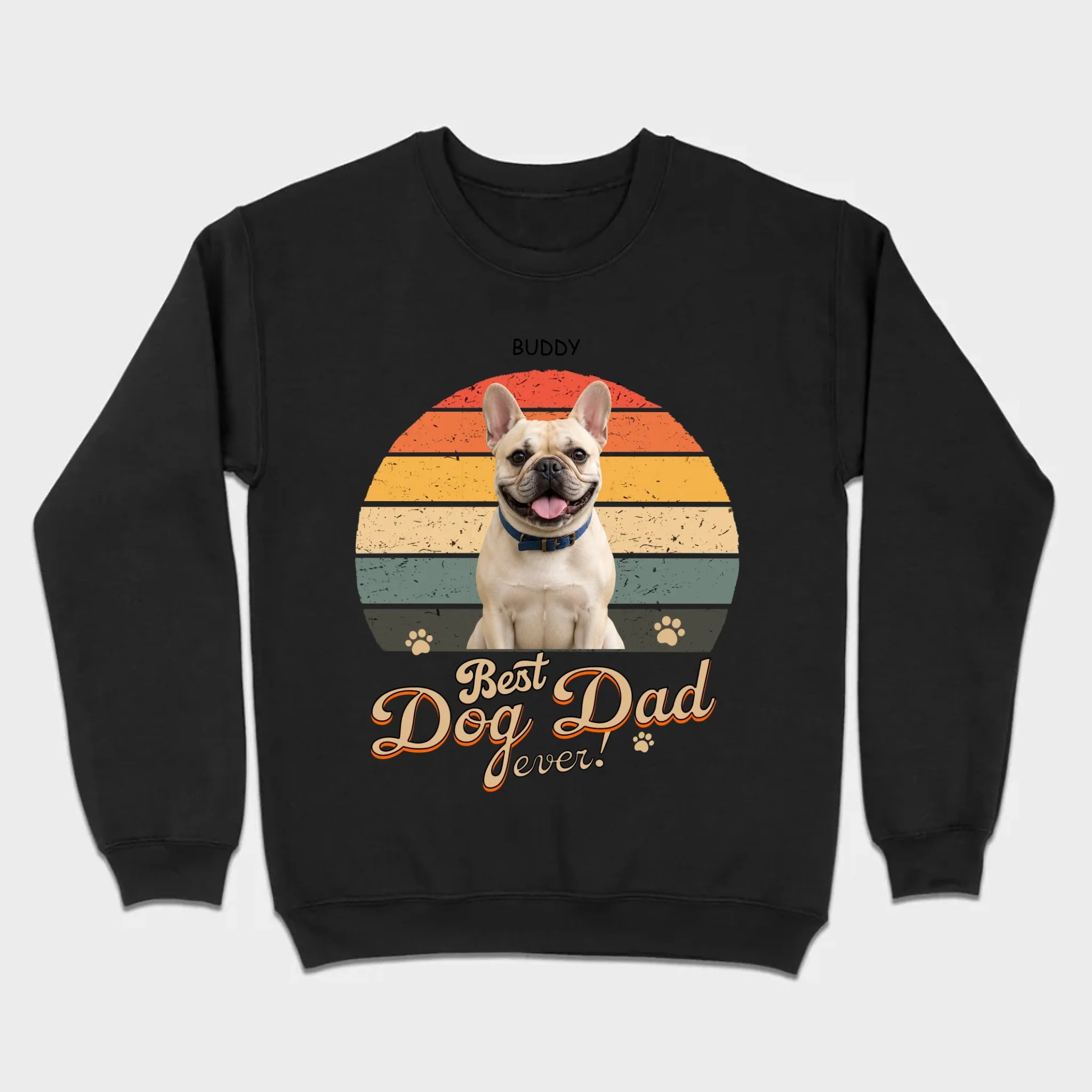 Frenchie Best Dog Dad Ever T-Shirt – Custom Name Retro Graphic Tee