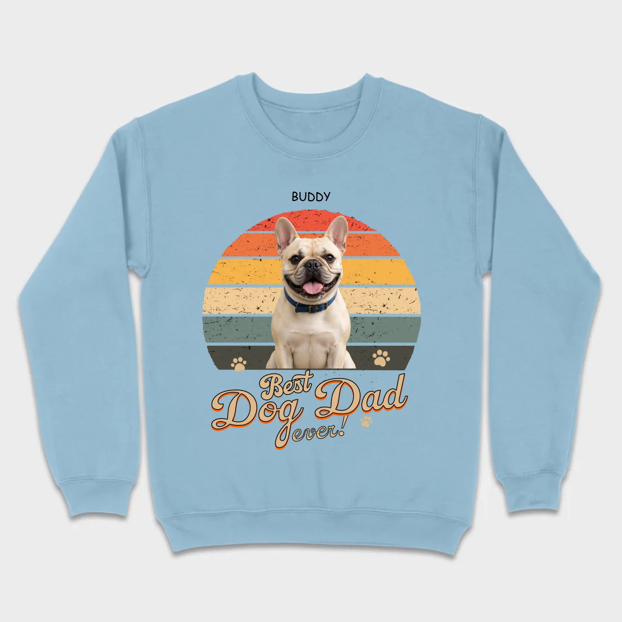 Frenchie Best Dog Dad Ever T-Shirt – Custom Name Retro Graphic Tee