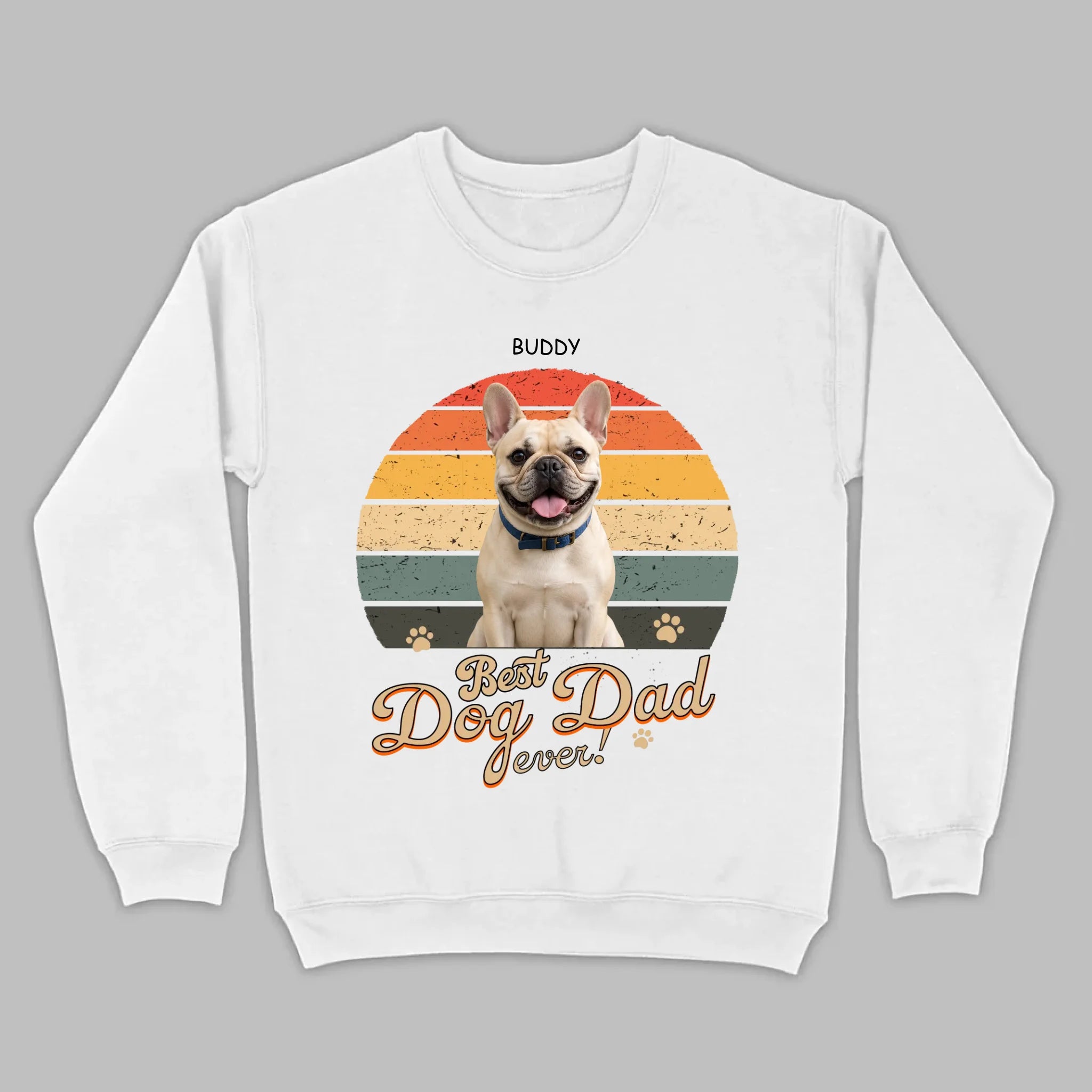 Frenchie Best Dog Dad Ever T-Shirt – Custom Name Retro Graphic Tee