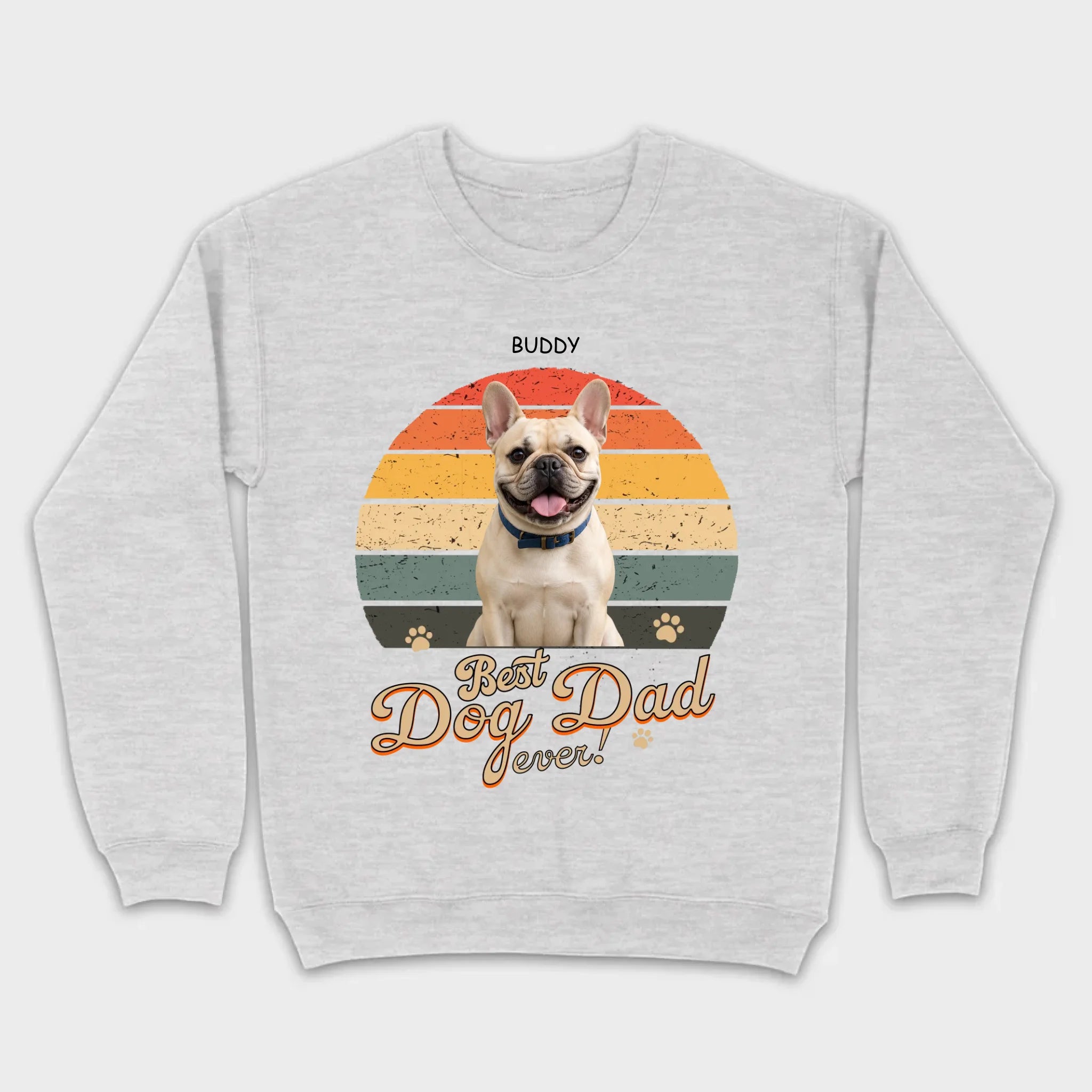 Frenchie Best Dog Dad Ever T-Shirt – Custom Name Retro Graphic Tee