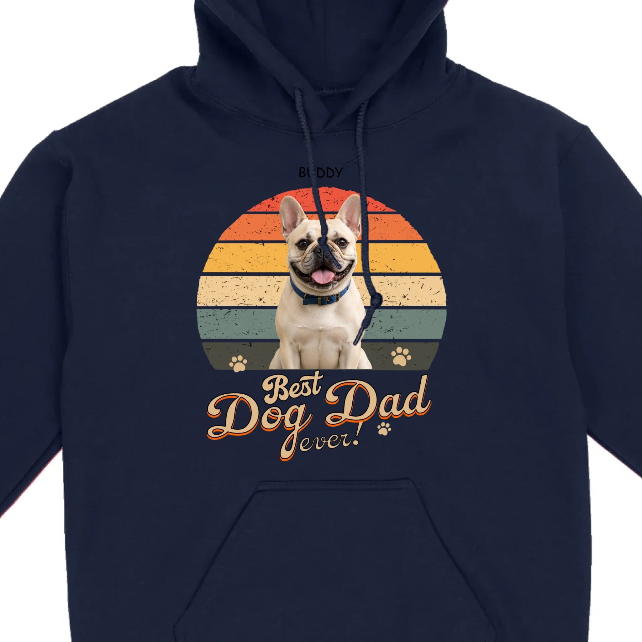 Frenchie Best Dog Dad Ever T-Shirt – Custom Name Retro Graphic Tee