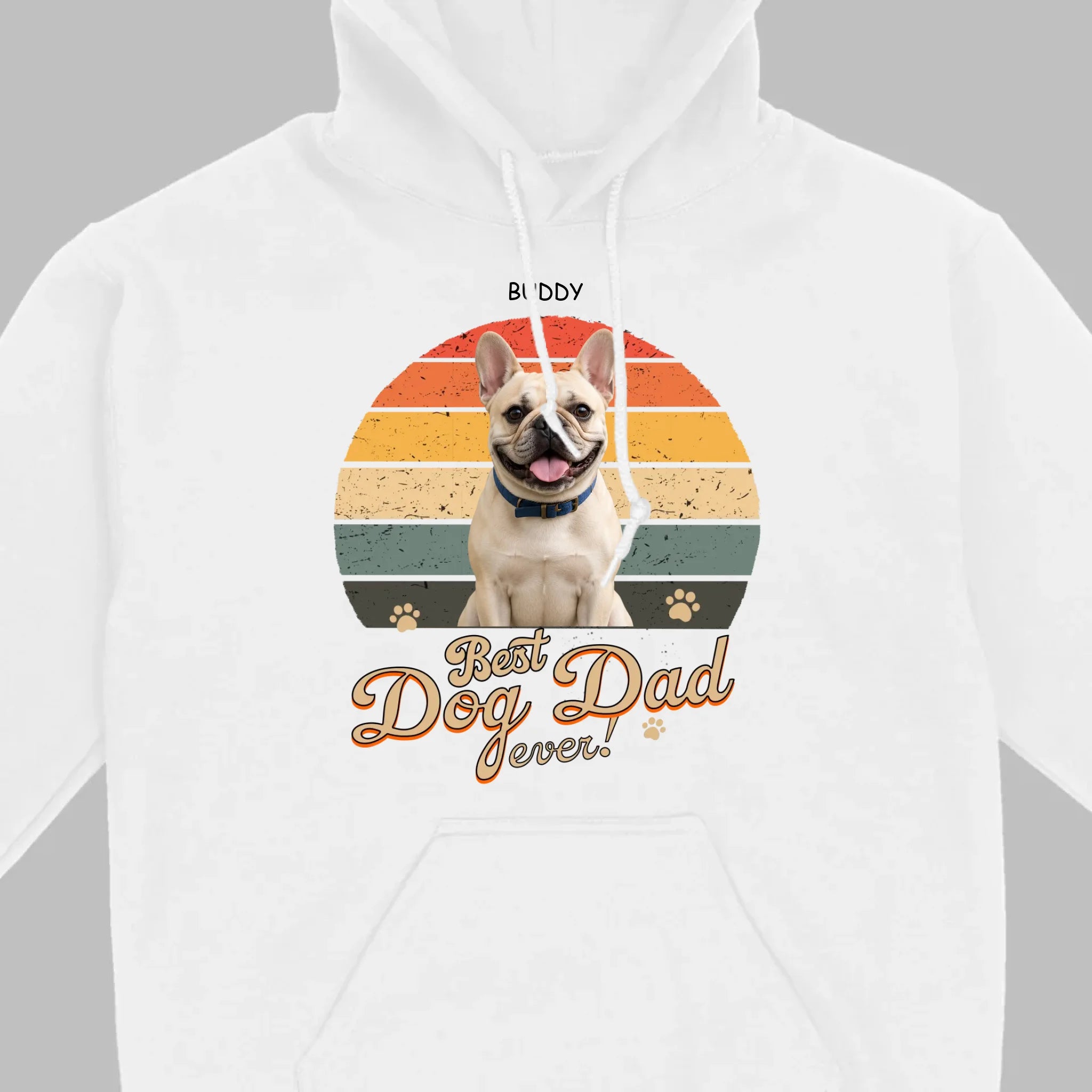 Frenchie Best Dog Dad Ever T-Shirt – Custom Name Retro Graphic Tee