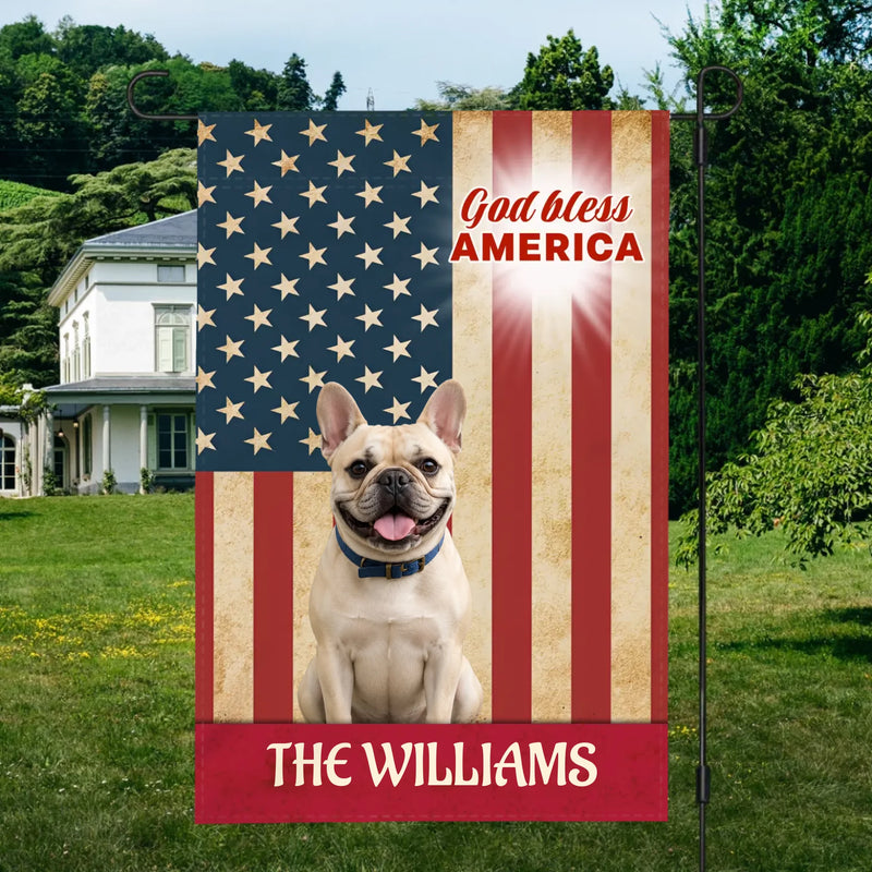 Custom Garden Flag With Frenchie – God Bless America Vintage For Family