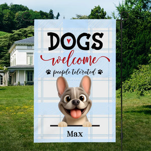 Personalized Garden Flag – Dogs Welcome People Tolerated Frenchie Yard Sign