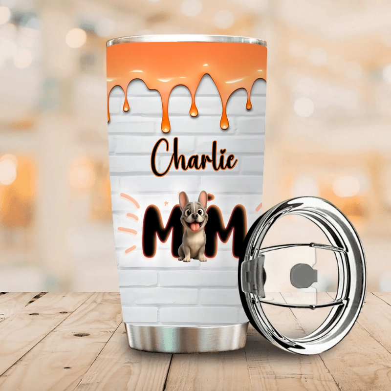Personalized French Bulldog Dog Mom Tumbler – Funny Brick Pattern Travel Gift