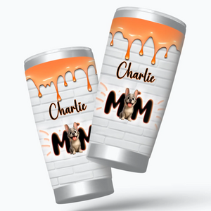 Personalized French Bulldog Dog Mom Tumbler – Funny Brick Pattern Travel Gift