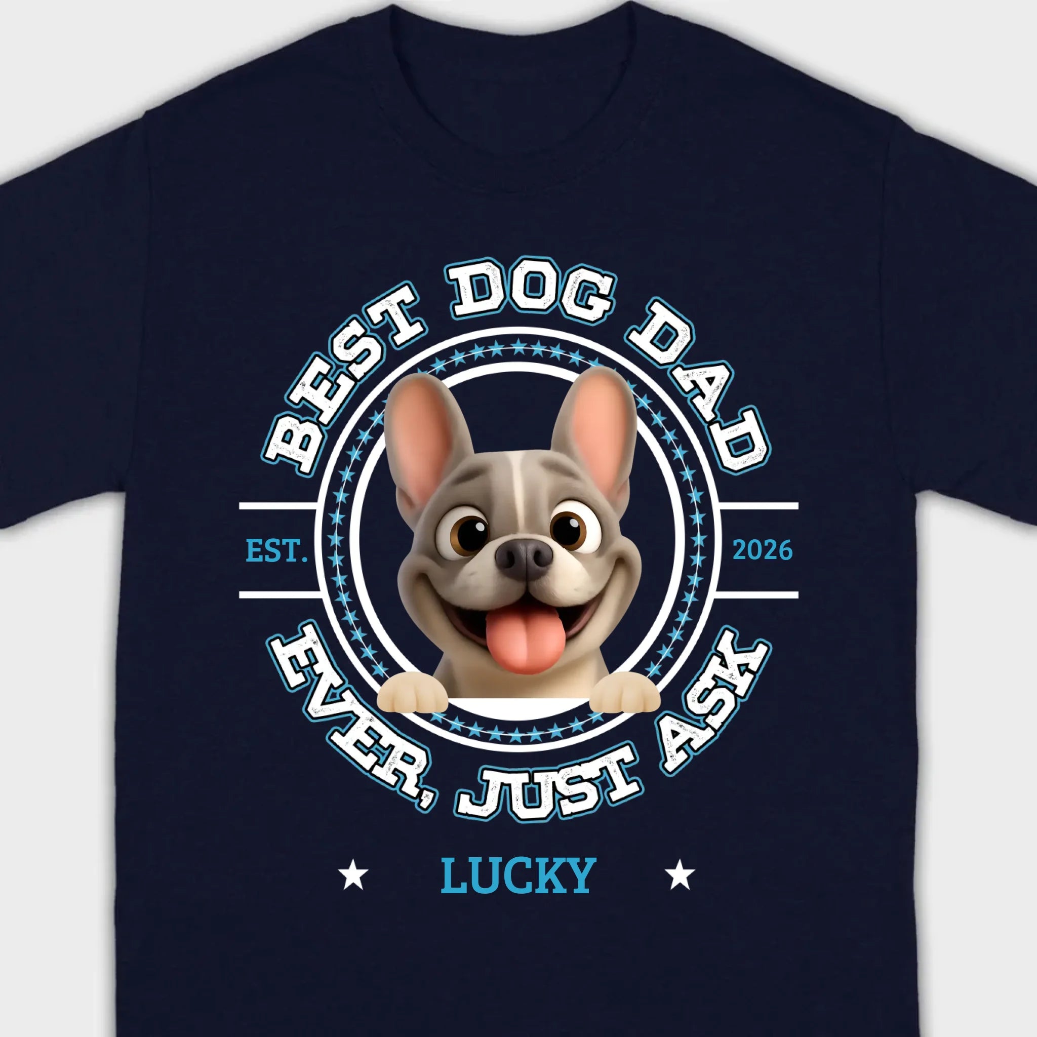 Bespoke French Bulldog Basic Tee – Custom Name Best Dog Dad Ever
