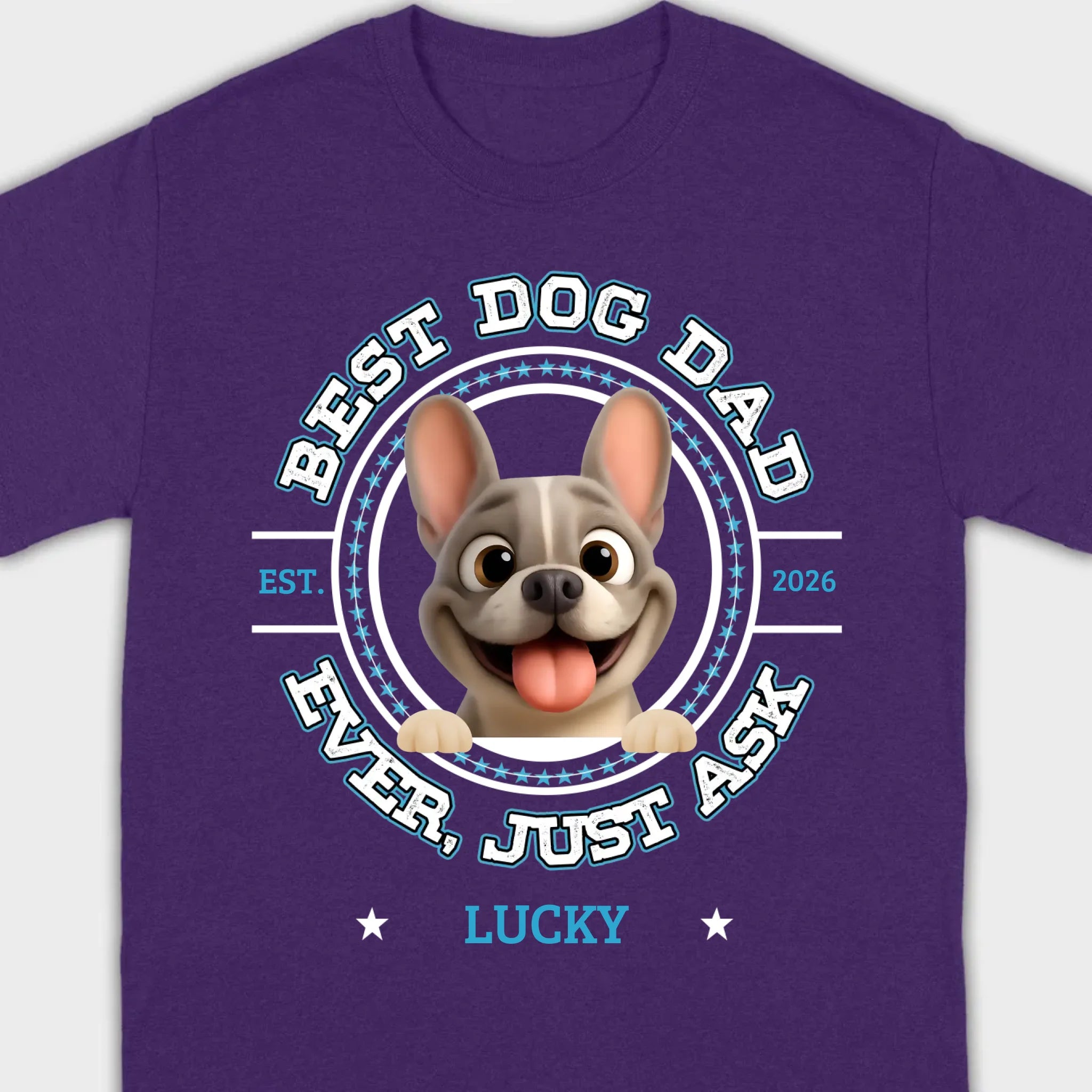 Bespoke French Bulldog Basic Tee – Custom Name Best Dog Dad Ever