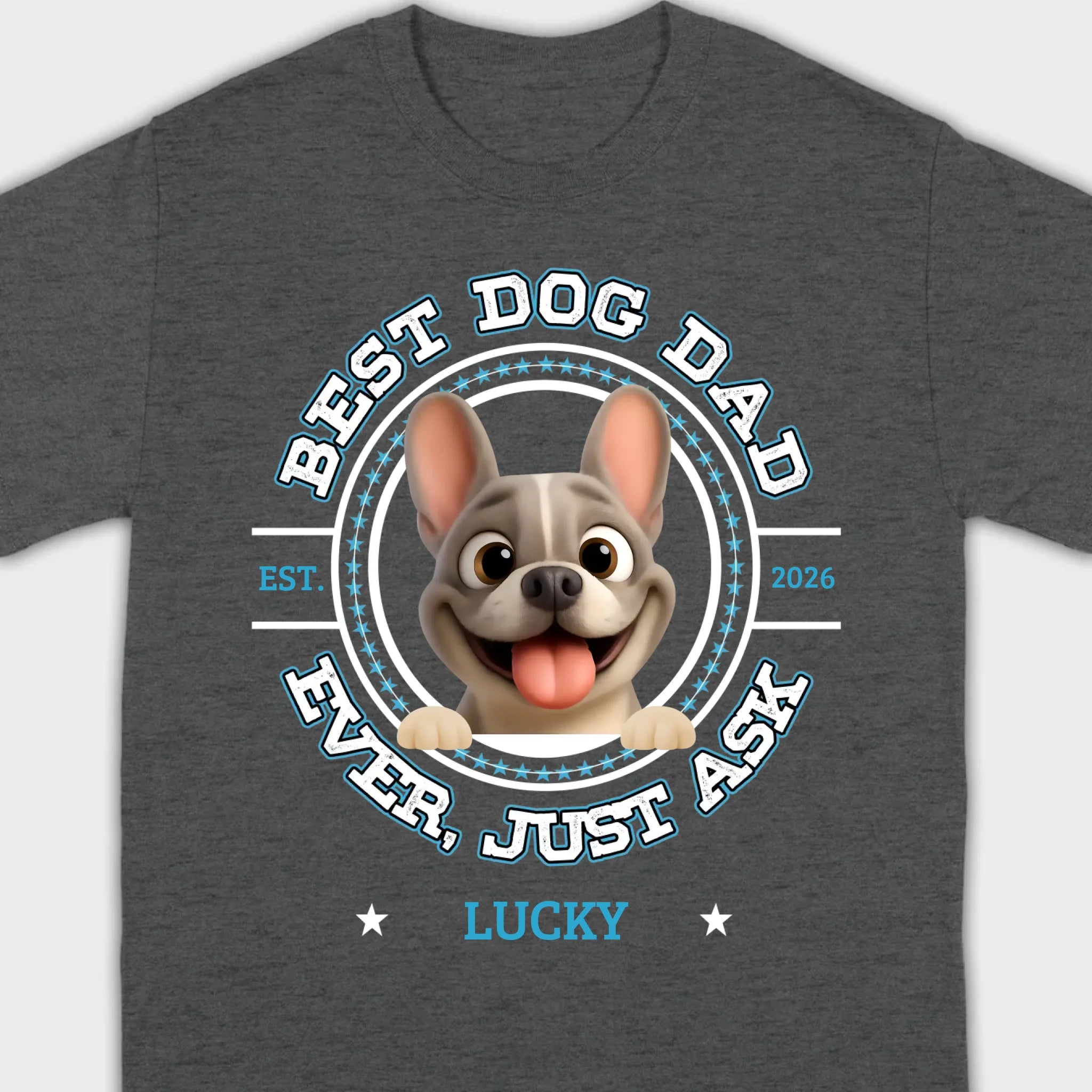 Bespoke French Bulldog Basic Tee – Custom Name Best Dog Dad Ever