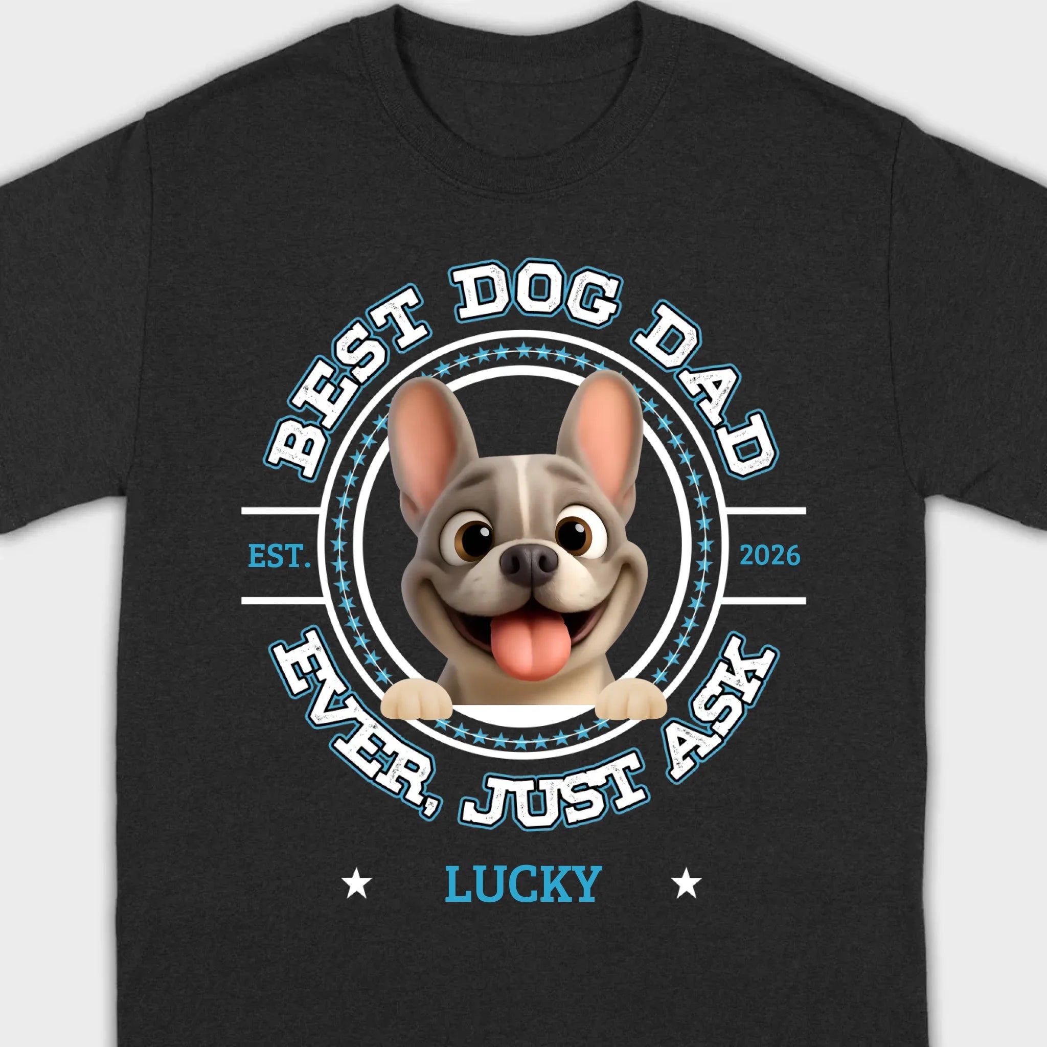 Bespoke French Bulldog Basic Tee – Custom Name Best Dog Dad Ever