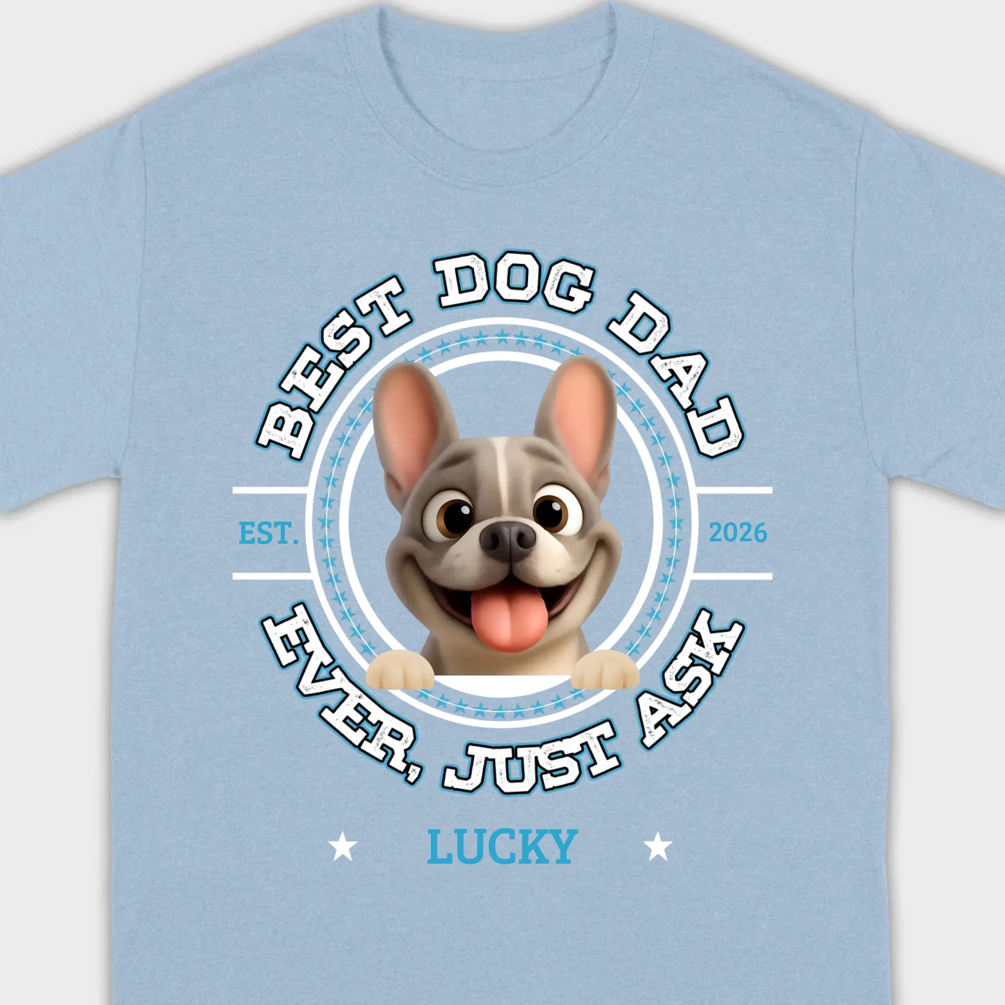 Bespoke French Bulldog Basic Tee – Custom Name Best Dog Dad Ever