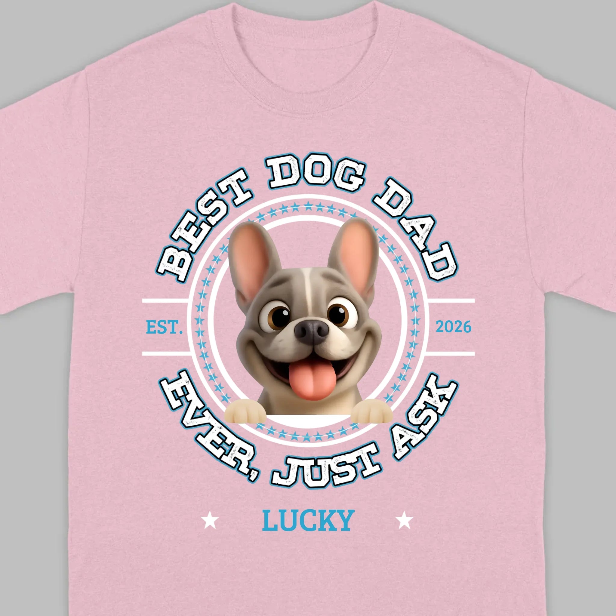 Bespoke French Bulldog Basic Tee – Custom Name Best Dog Dad Ever