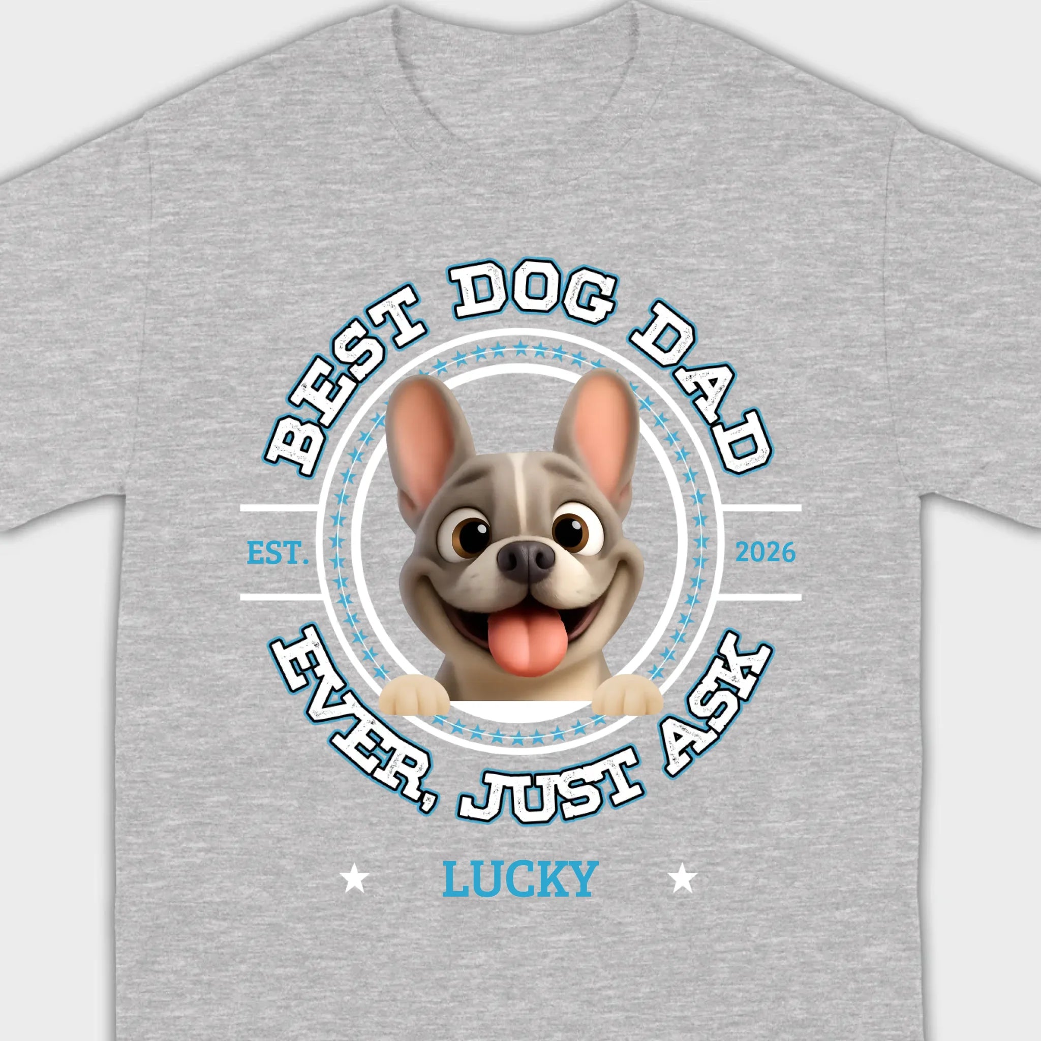 Bespoke French Bulldog Basic Tee – Custom Name Best Dog Dad Ever
