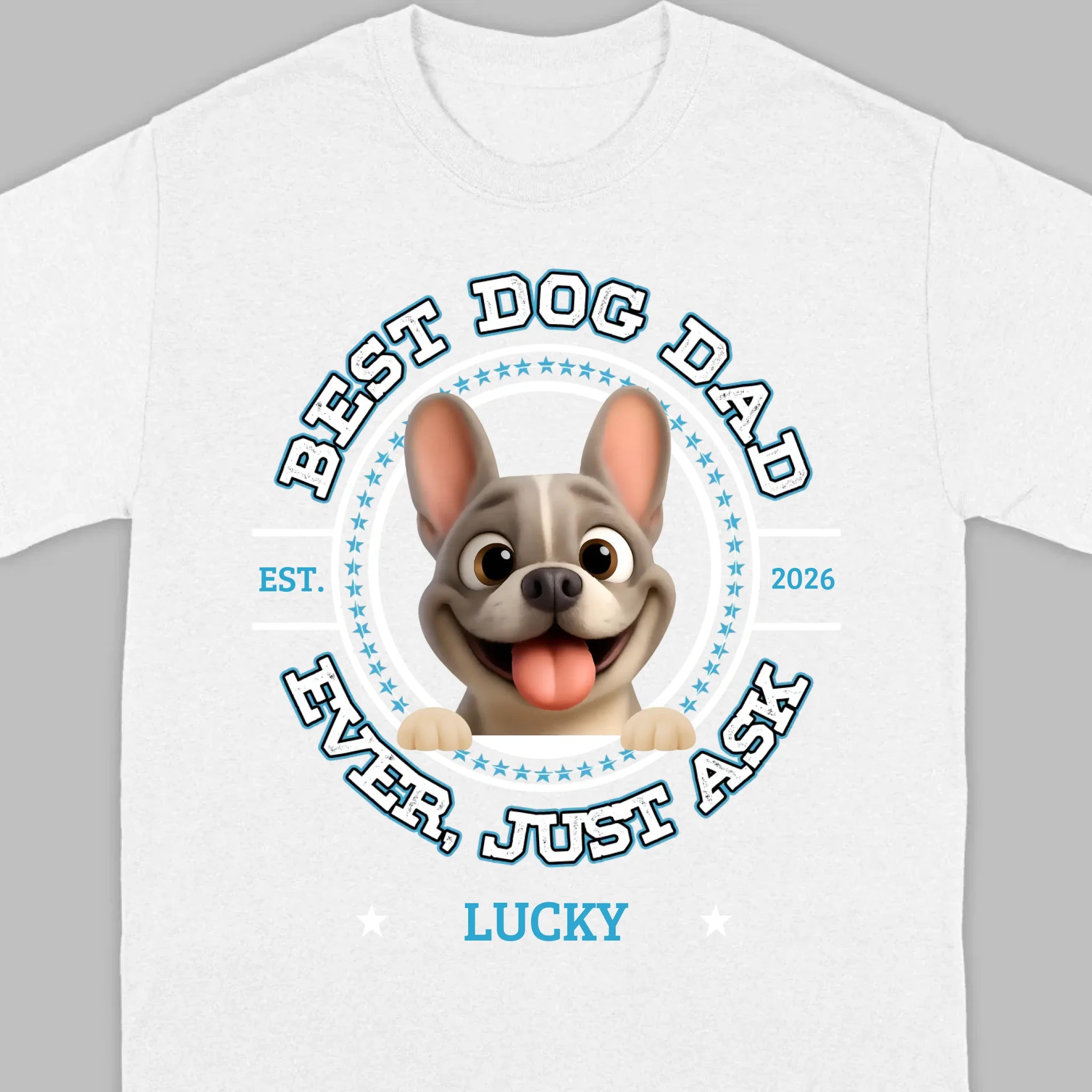 Bespoke French Bulldog Basic Tee – Custom Name Best Dog Dad Ever