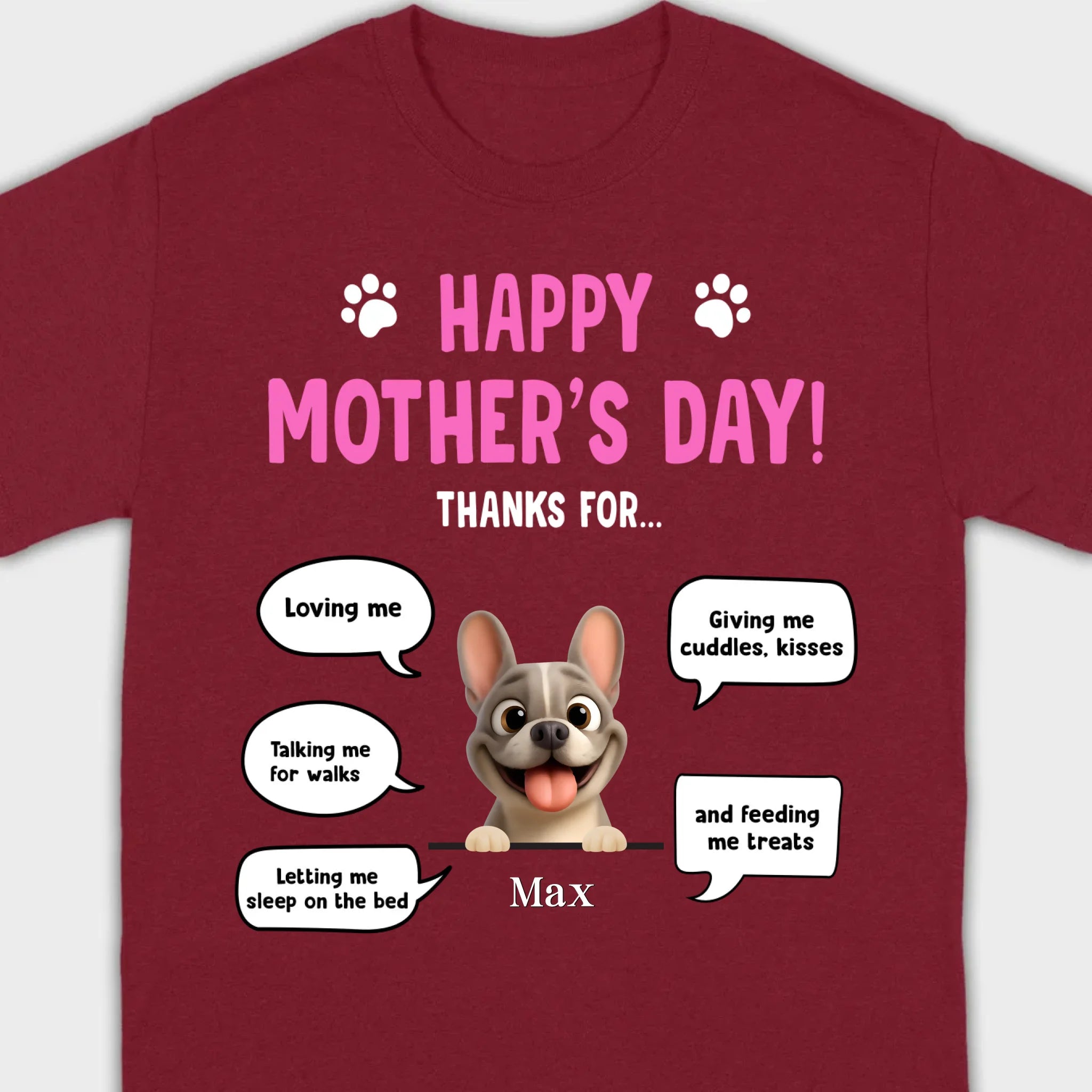 Custom Frenchie Happy Mother's Day Sweatshirt – Thanks For Speech Bubble Gift
