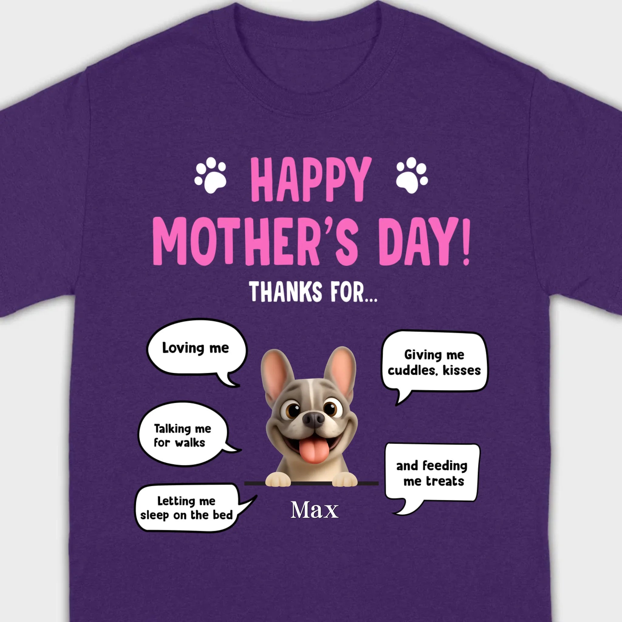Custom Frenchie Happy Mother's Day Sweatshirt – Thanks For Speech Bubble Gift