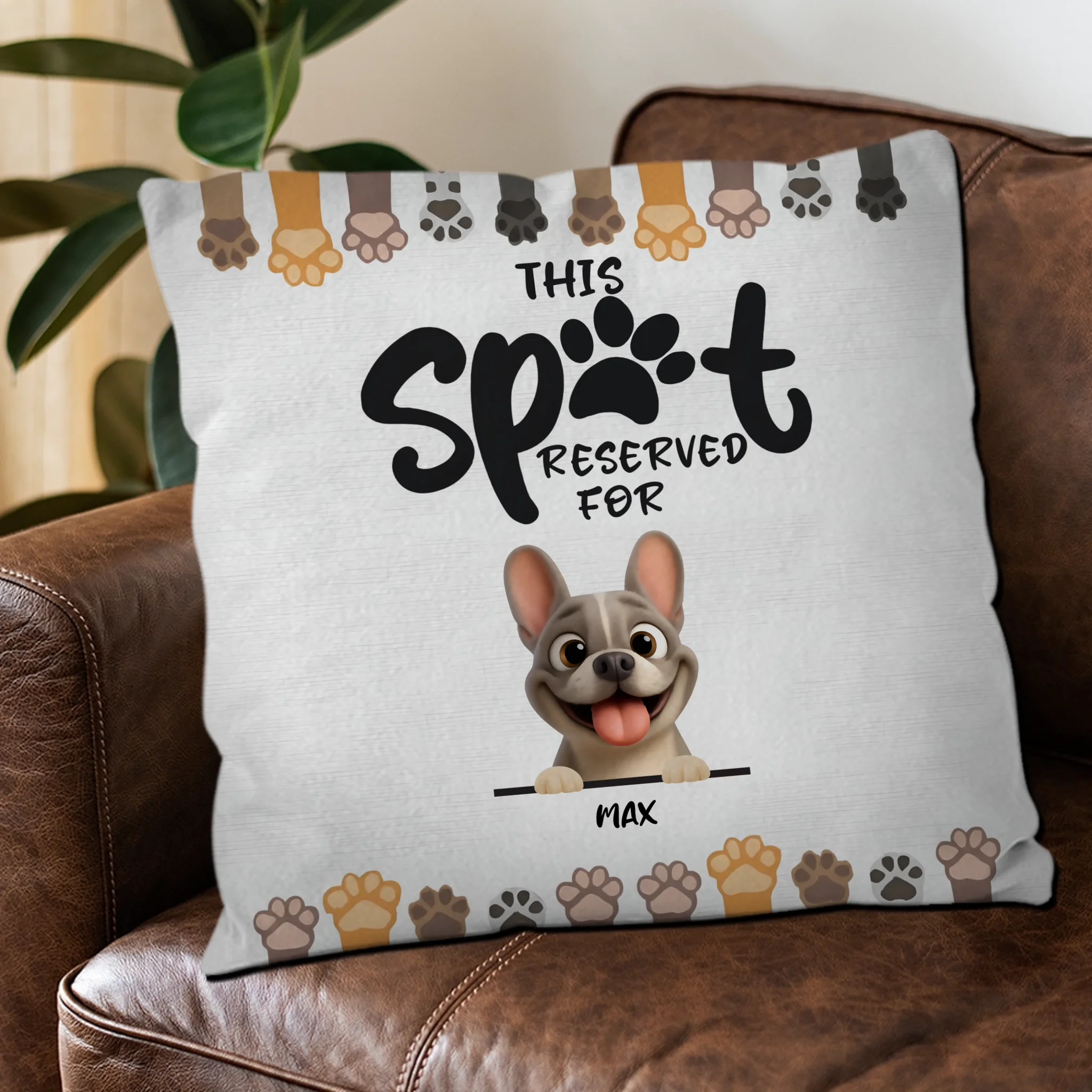 Custom French Bulldog Pillow – Funny This Spot Reserved For