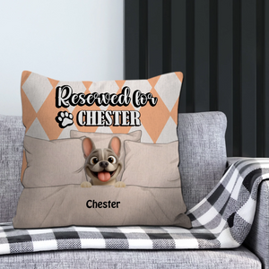 Personalized Frenchie Throw Pillow with Dog Name – Cute Reserved For Gift