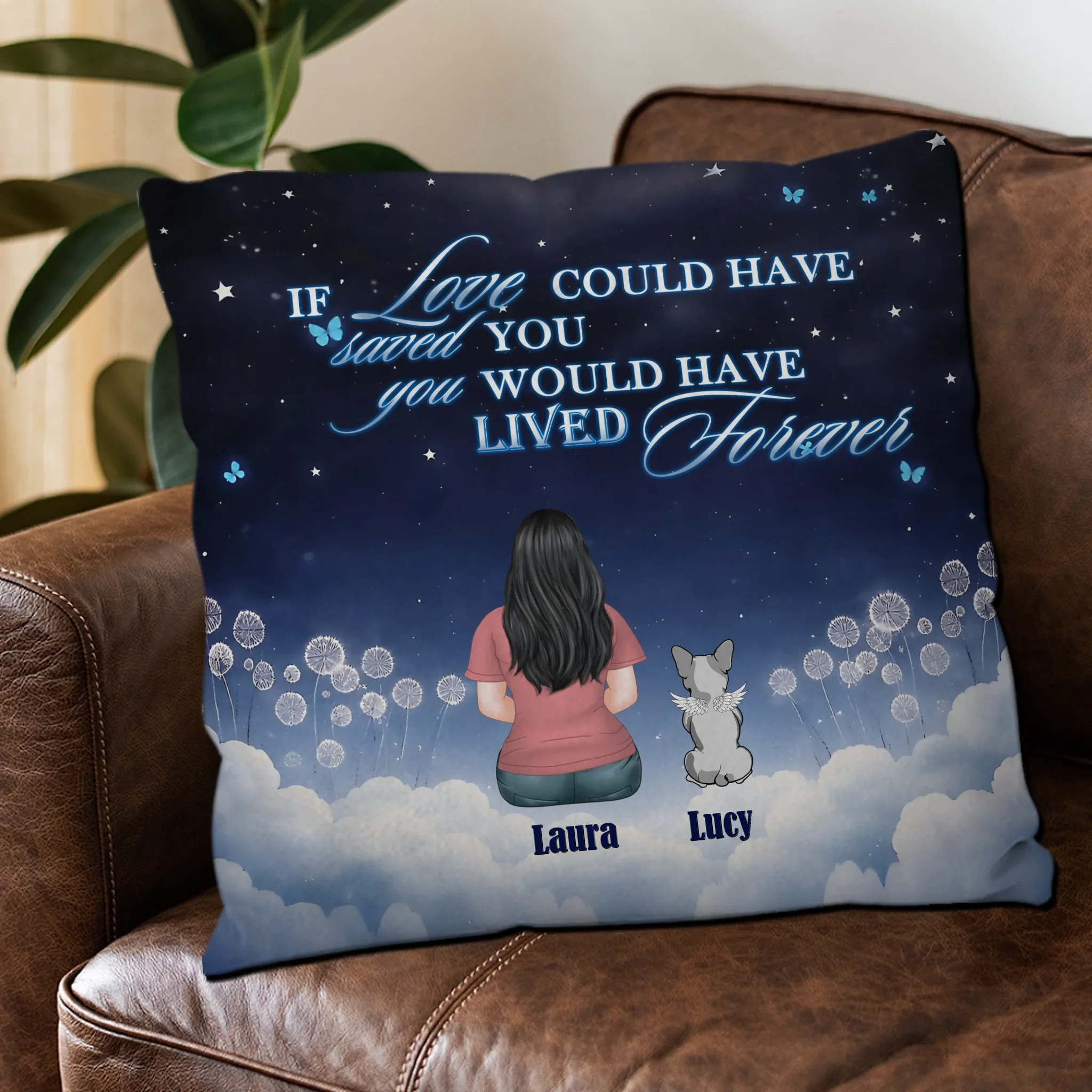 Custom Angel Frenchie Pillow –  If Love Could Have Saved You Dog Memorial Gift
