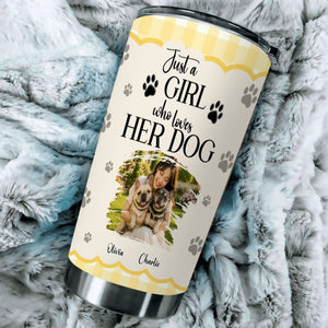 Bespoke French Bulldog Owner Photo Tumbler – Just A Girl Who Loves Her Dog