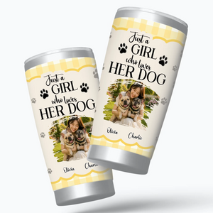 Bespoke French Bulldog Owner Photo Tumbler – Just A Girl Who Loves Her Dog