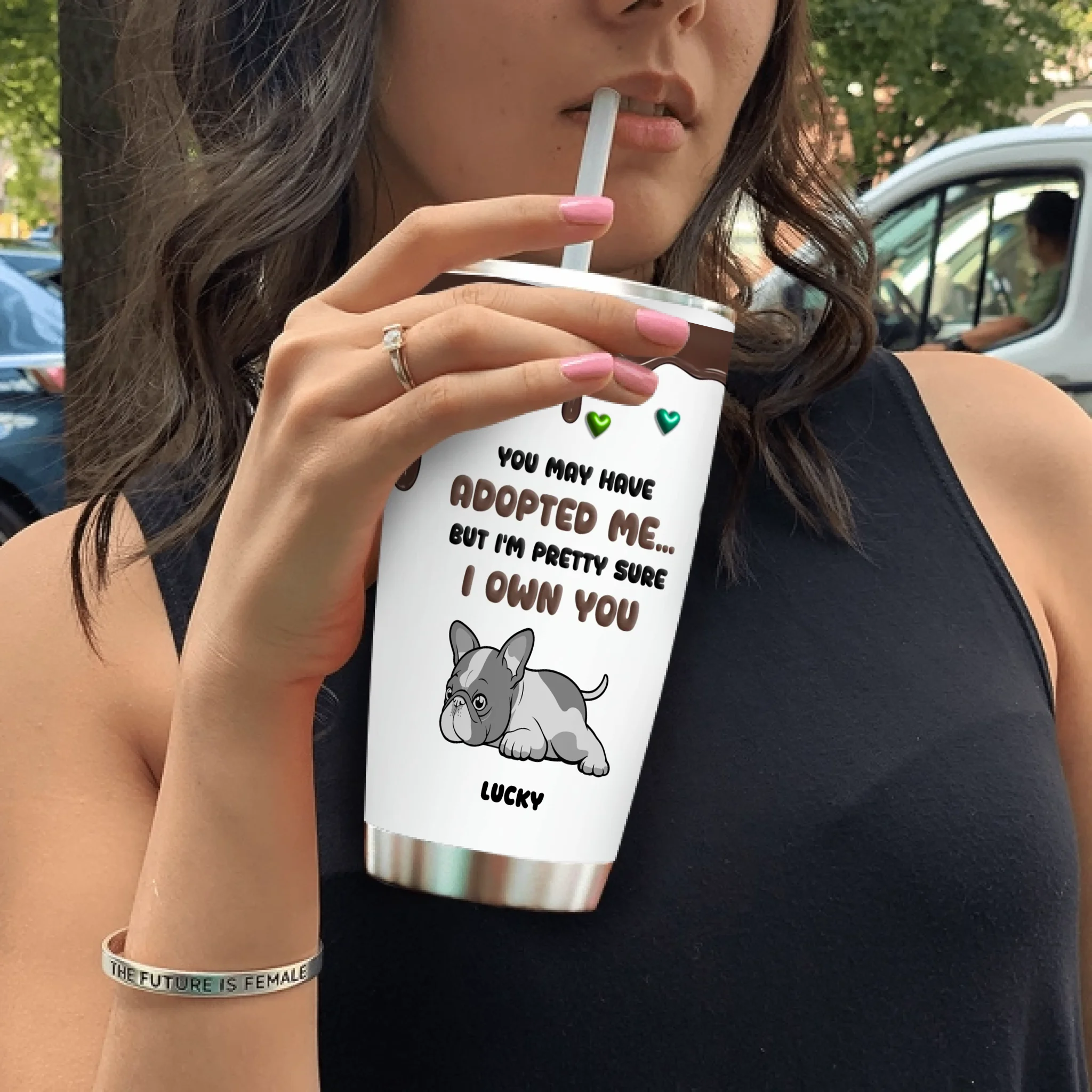 Customized French Bulldog Funny Tumbler – Lazy Splooting Puppy Insulated Cup