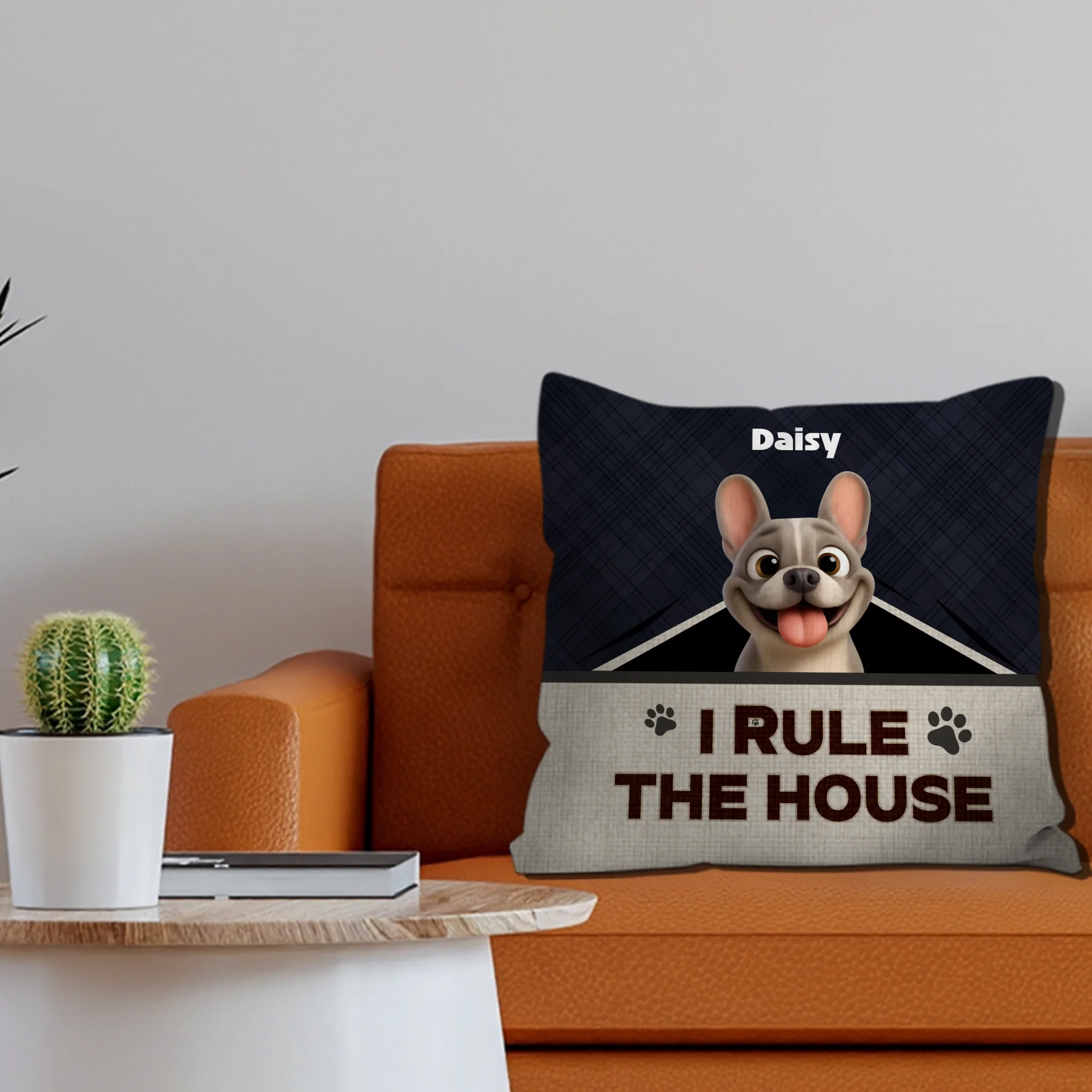 Customized French Bulldog Throw Pillow – Funny I Rule The House Gift