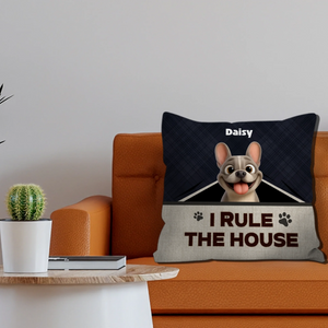 Customized French Bulldog Throw Pillow – Funny I Rule The House Gift