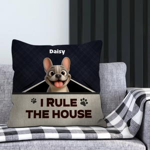 Customized French Bulldog Throw Pillow – Funny I Rule The House Gift