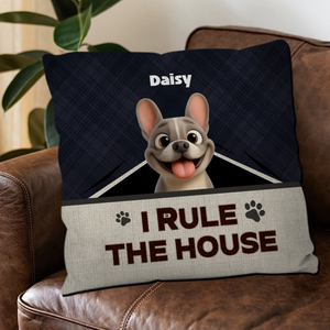 Customized French Bulldog Throw Pillow – Funny I Rule The House Gift
