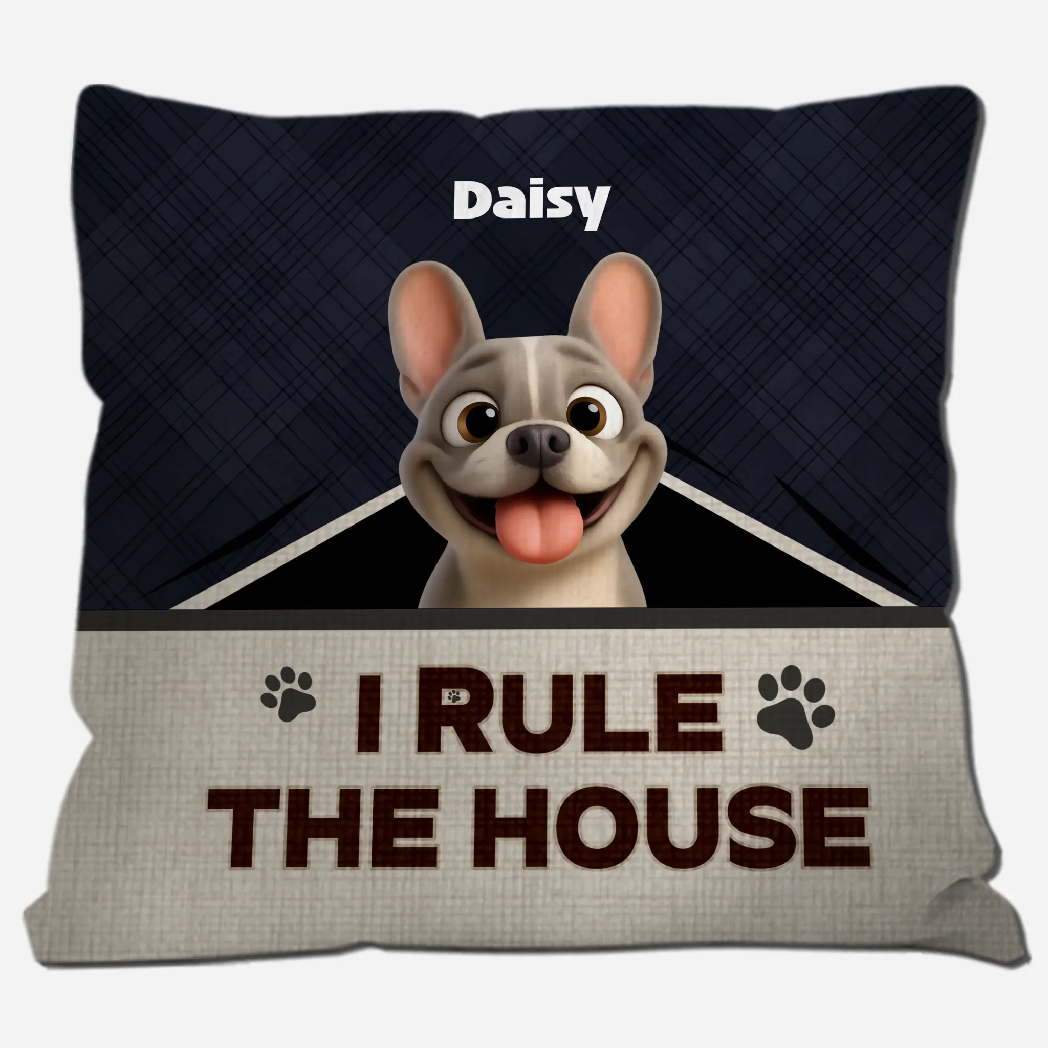 Customized French Bulldog Throw Pillow – Funny I Rule The House Gift