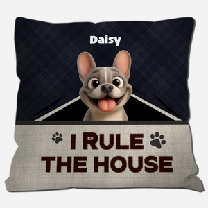 Customized French Bulldog Throw Pillow – Funny I Rule The House Gift
